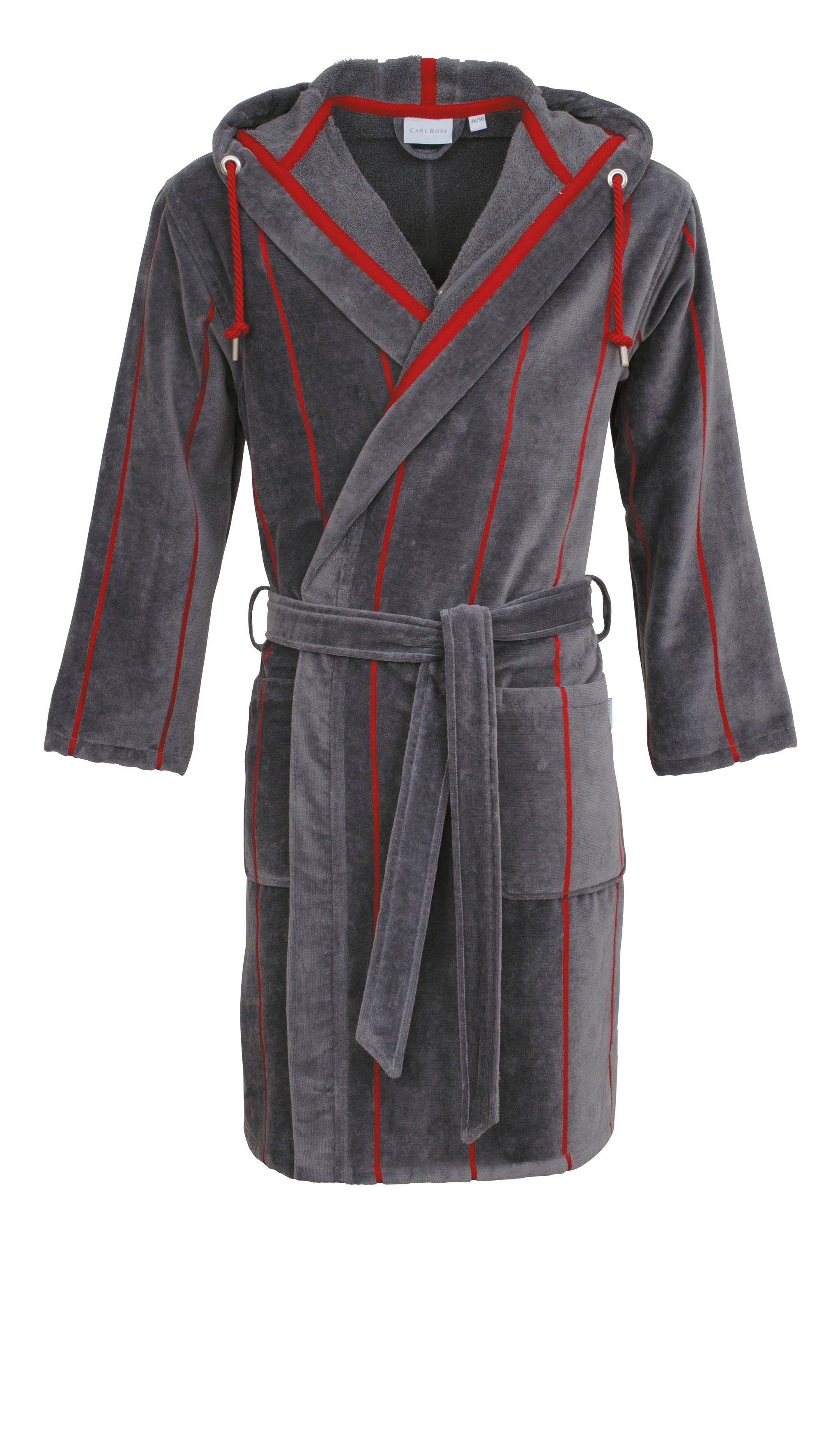Carl Ross Herrenbademantel 530310, Kurzform, Velours, Kapuze, Gürtel