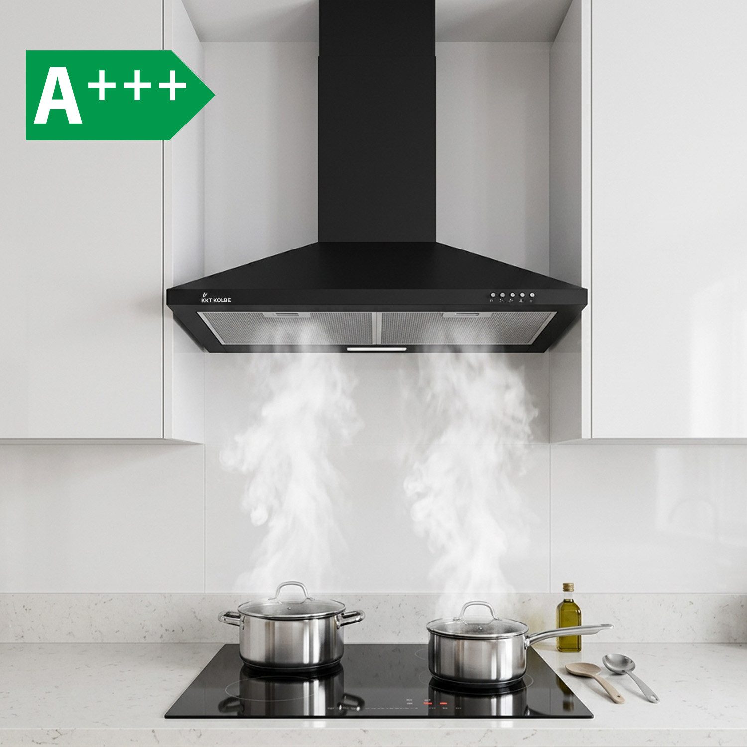 KKT KOLBE Wandhaube Dunstabzugshaube 60cm PLUS350S Dunstabzugshaube 60cm PLUS350S, Wandhaube / Abzugshaube / Abluft / Umluft / Schwarz / LED