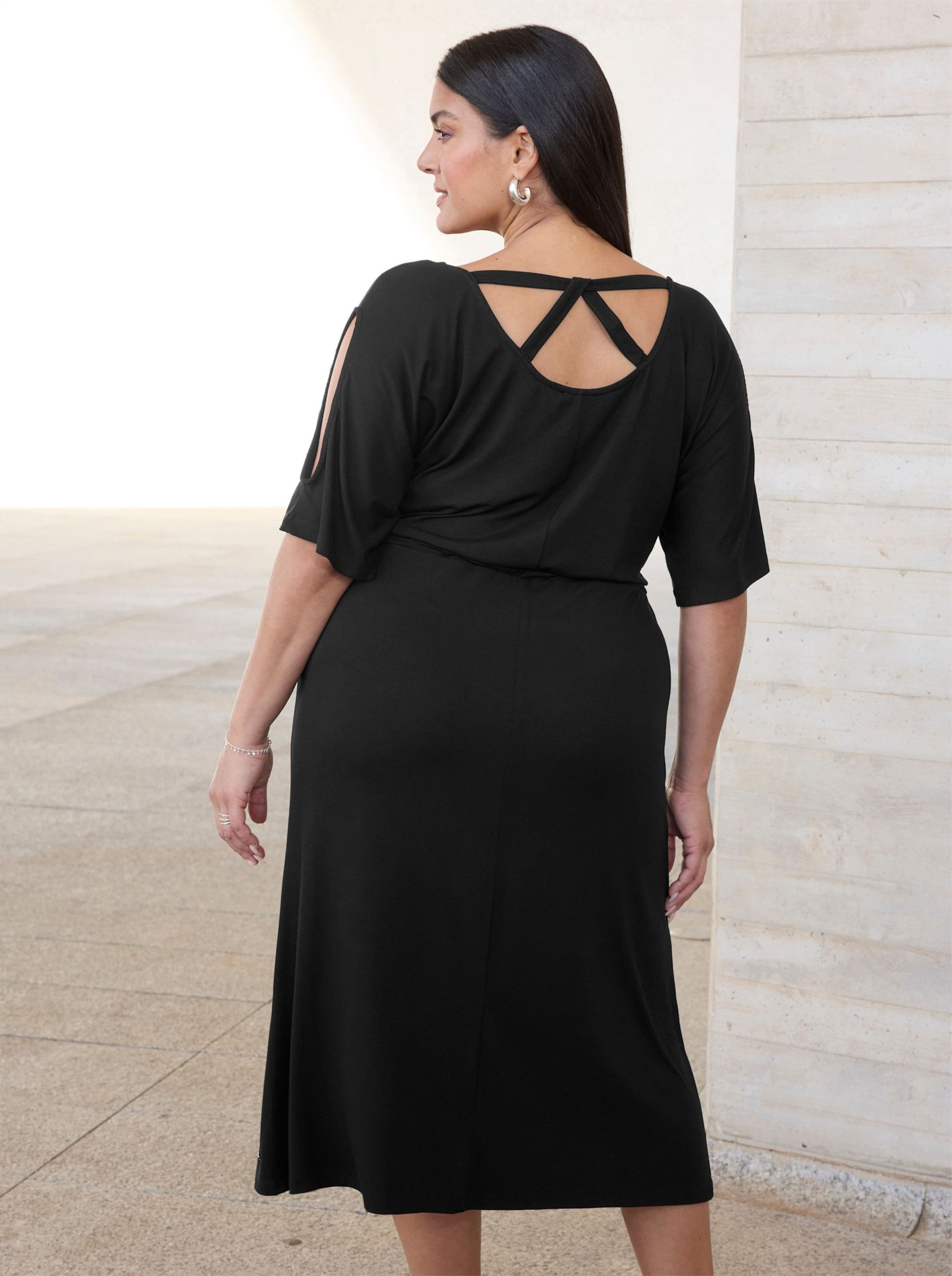 Sheego Jerseykleid Jersey-Kleid Kurzarm