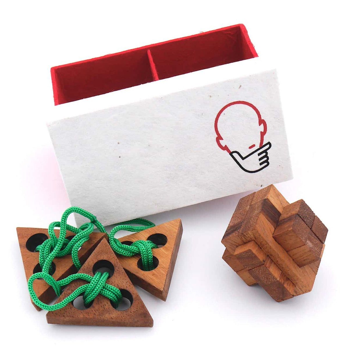 ROMBOL Denkspiele Spiel, 3D-Puzzle Verschiedene Knobelspiele als Set in einer Geschenkbox, Holzspiel