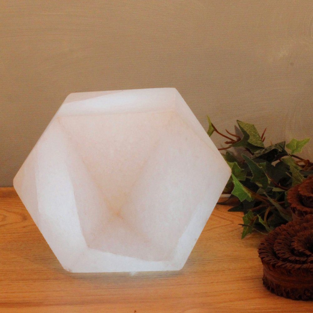 Wagner Life Design Salzkristall-Tischlampe Diamant, LED wechselbar, Warmweiß, Handgefertigt aus Salzkristall - jeder Stein ein Unikat