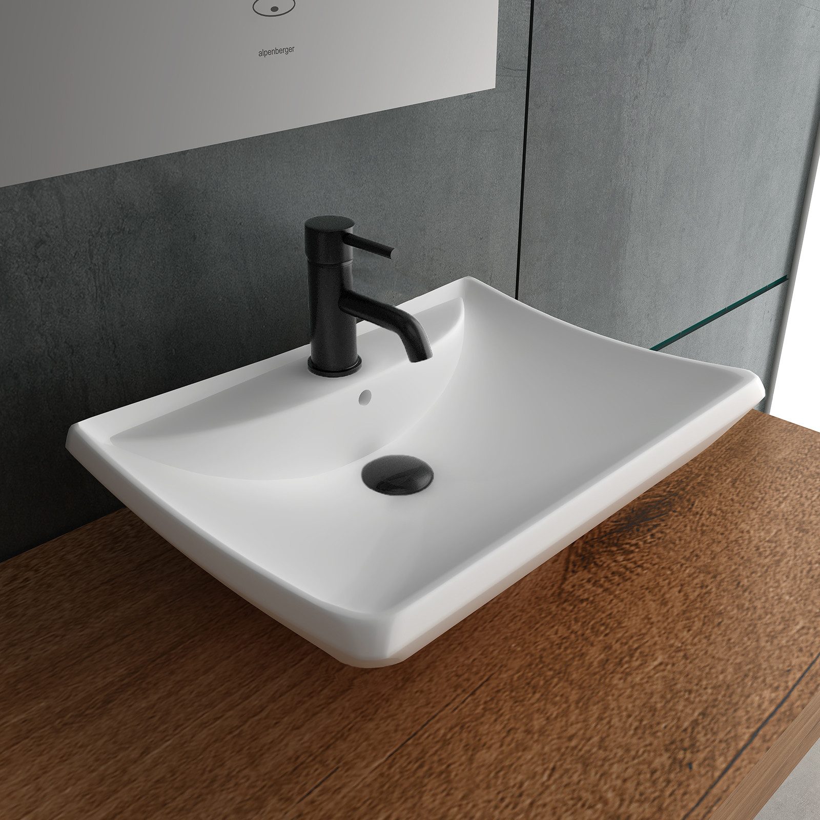 Alpenberger Aufsatzwaschbecken Keramik Waschbecken Eckig, Wandaufhängung & günstig online kaufen