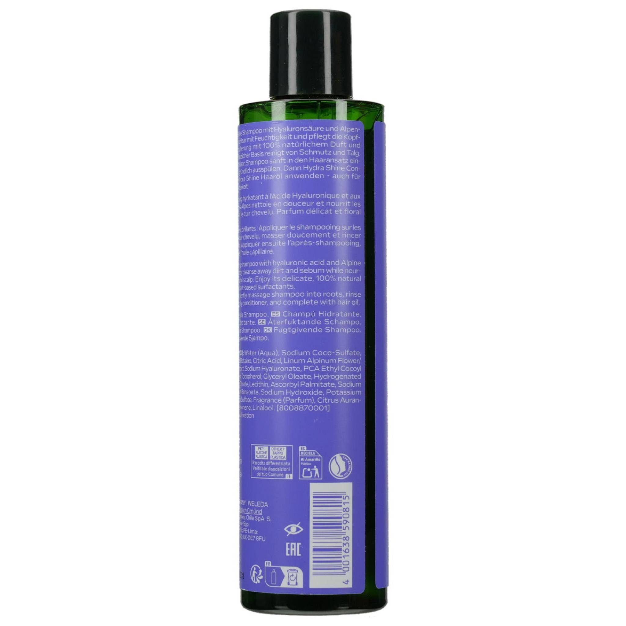 WELEDA Haarshampoo WELEDA HydraShine Feuchtigkeits-Shampoo Alpen-Lein 250ml PZN 19903087