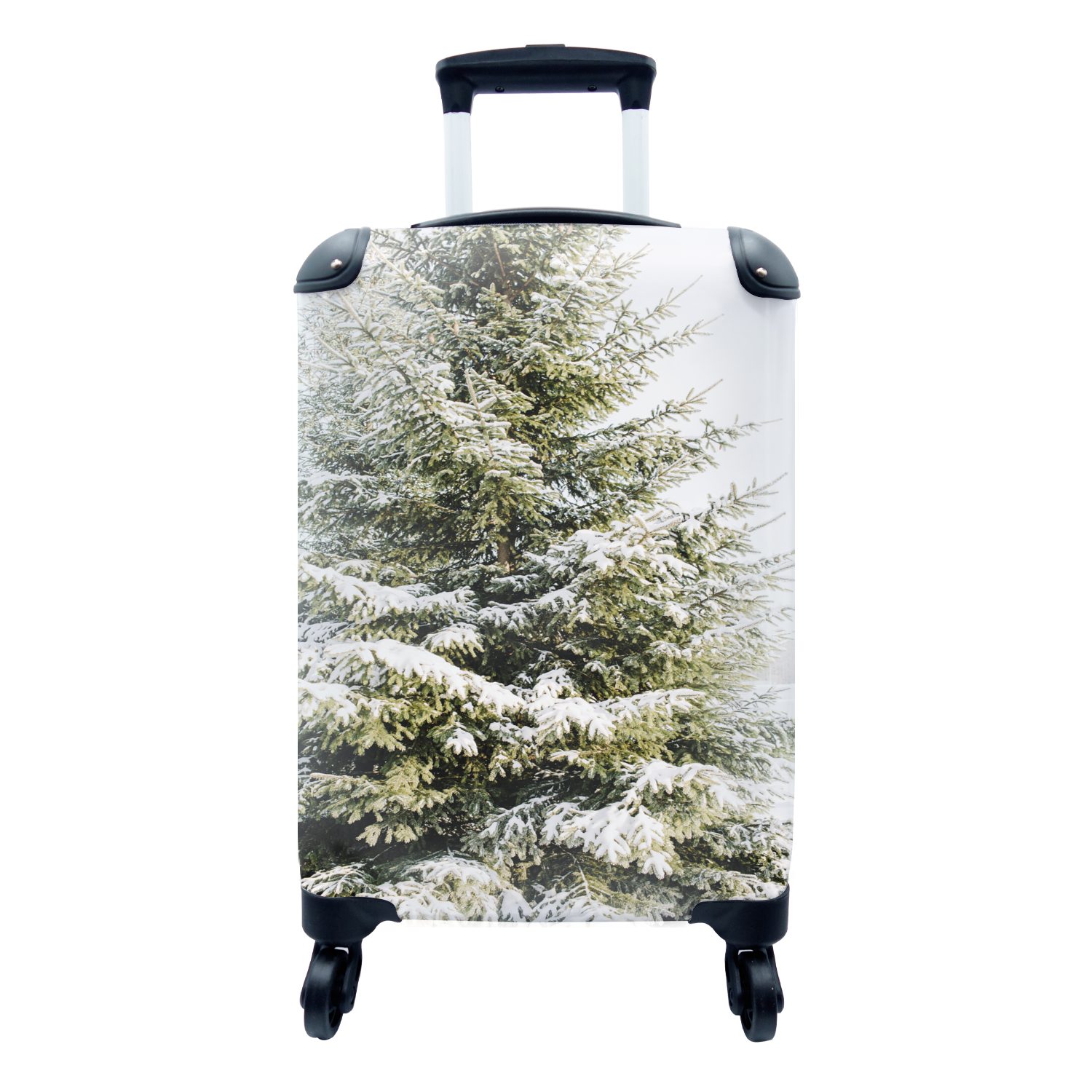 MuchoWow Handgepäckkoffer Winter - Schnee - Baum, 4 Rollen, Reisetasche mit rollen, Handgepäck für Ferien, Trolley, Reisekoffer | Handgepäck-Koffer