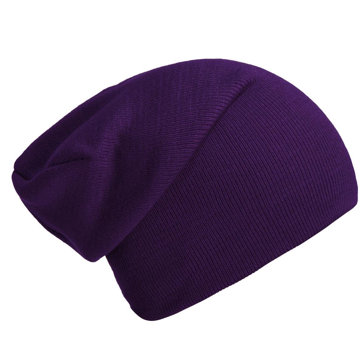 DonDon Beanie Schlauchmütze Mütze (Packung, 1-St) Wintermütze, klassischer Slouch-Beanie dunkellila