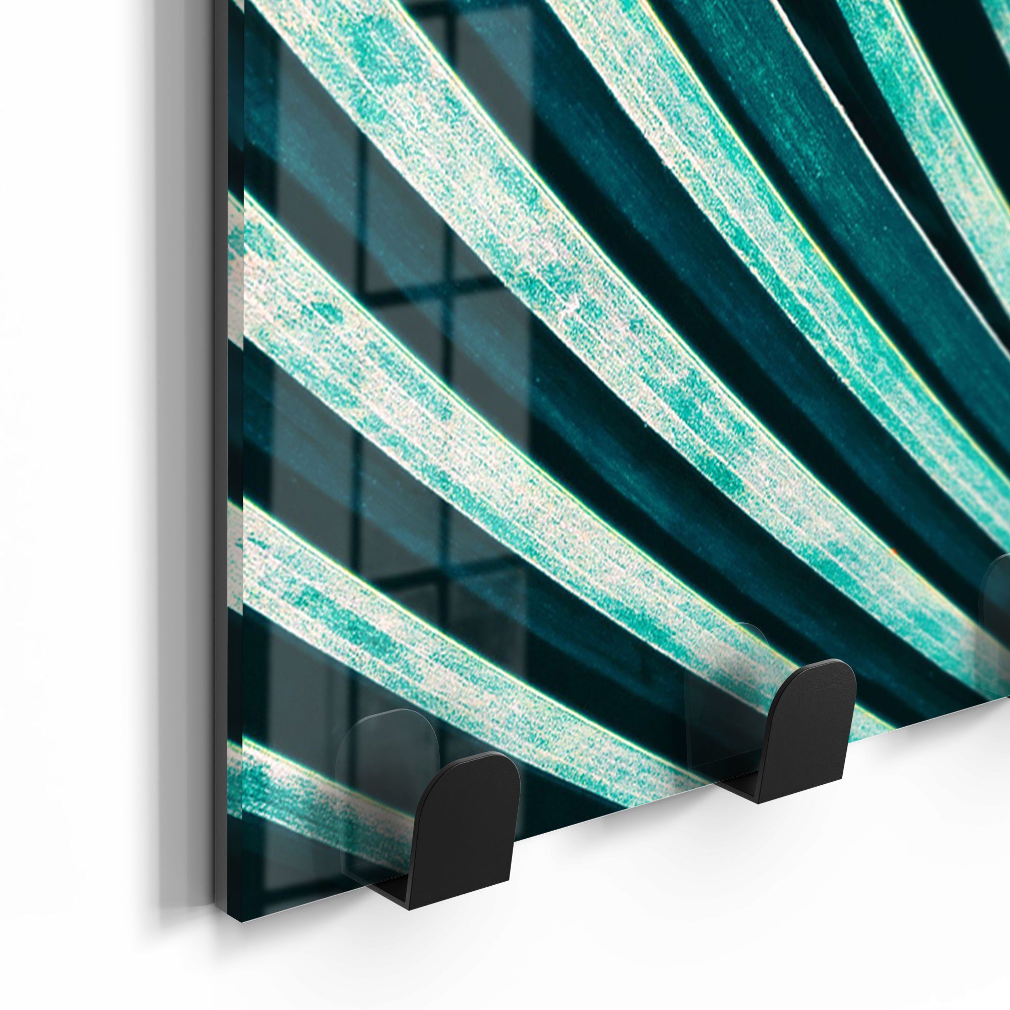 Garderobe magnetisch beschreibbar Glas Kleiderhaken 'Palmenblatt-Streifen', DEQORI Paneel