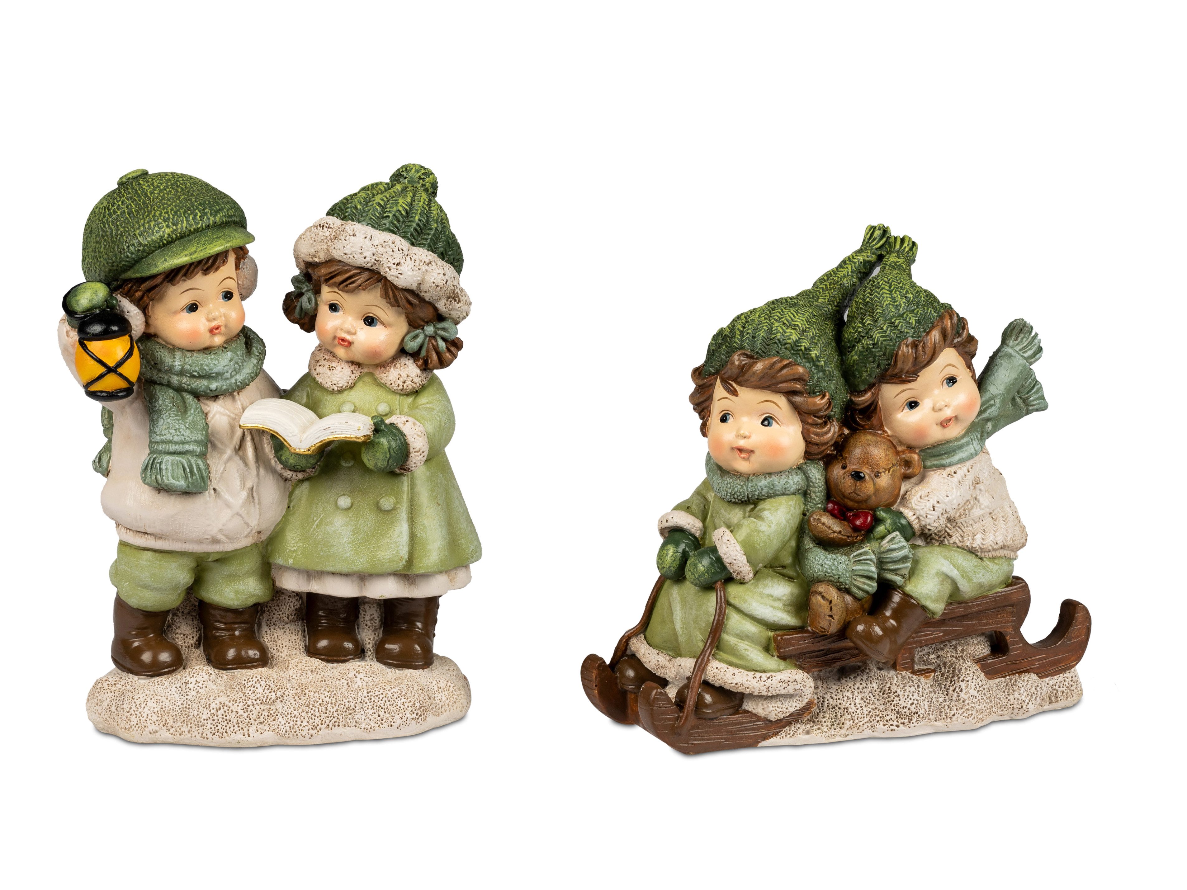 formano Dekofigur Winterkinder Kinderfiguren, 16 cm, 2 winterliche Szenen (Spar-Set, 2er-Set)