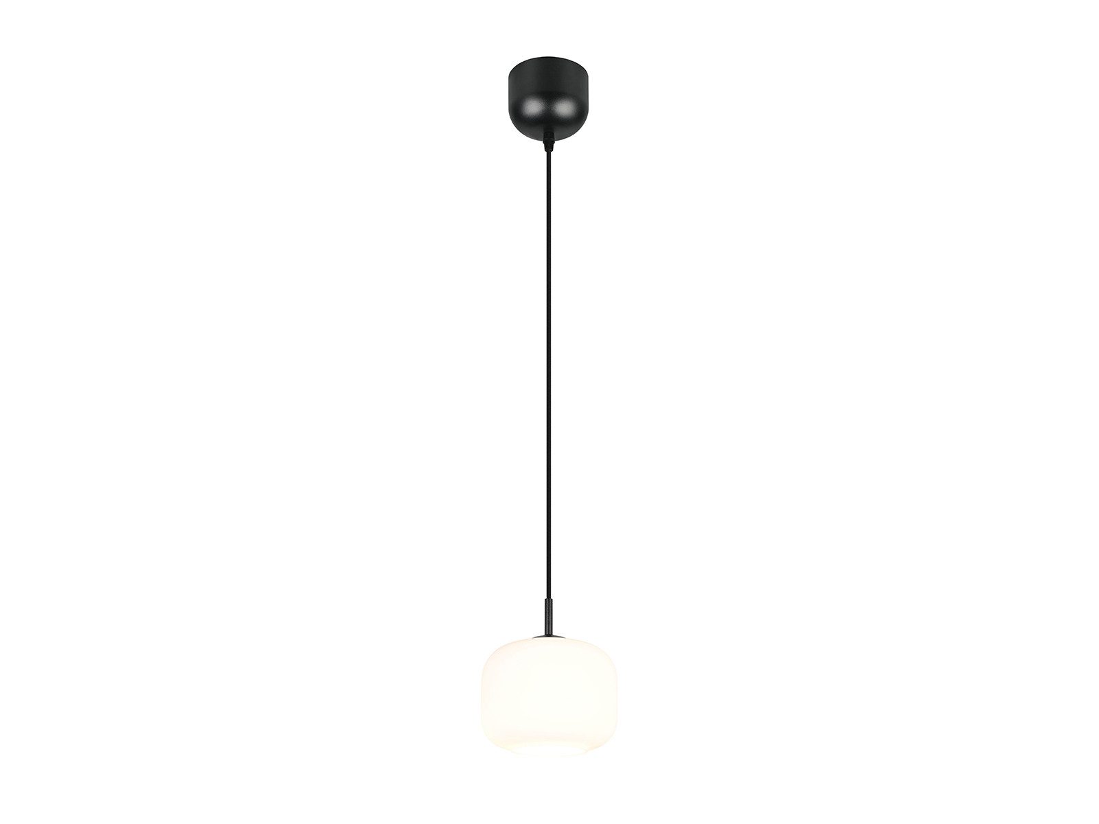 Reality Leuchten LED Pendelleuchte mit Glas Lampenschirm Weiß Ø 15cm, Dimmfunktion, LED wechselbar, Warmweiß, Nachttisch Lampe hängend, einflammig klein, inkl. Leuchtmittel dimmbar