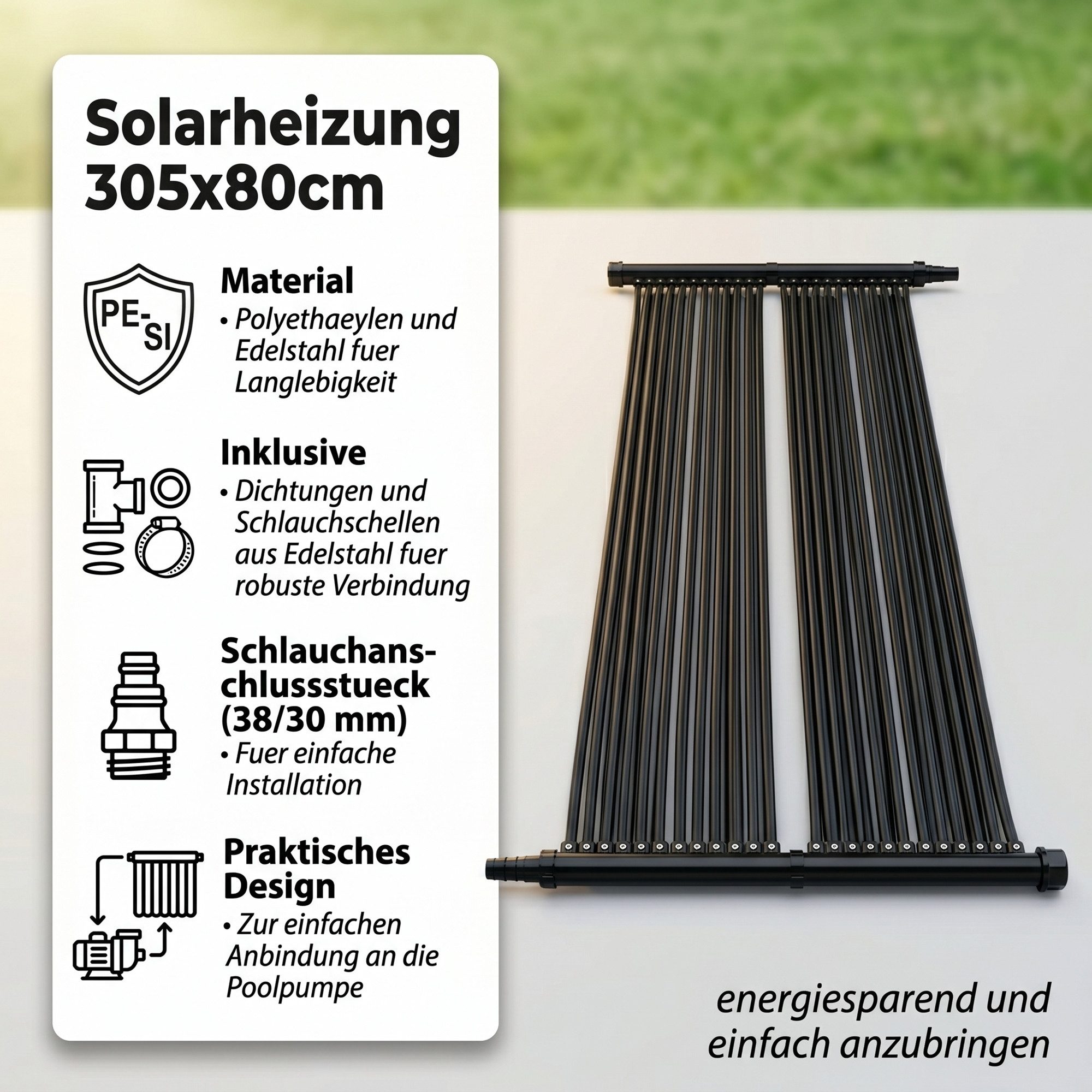 Mucola Pool-Wärmepumpe Solarheizung 305x80CM Poolheizung Wärmeplane Schwimmbadheizung (Stück, 1 tlg., Solarpaneel), Beliebig erweiterbar