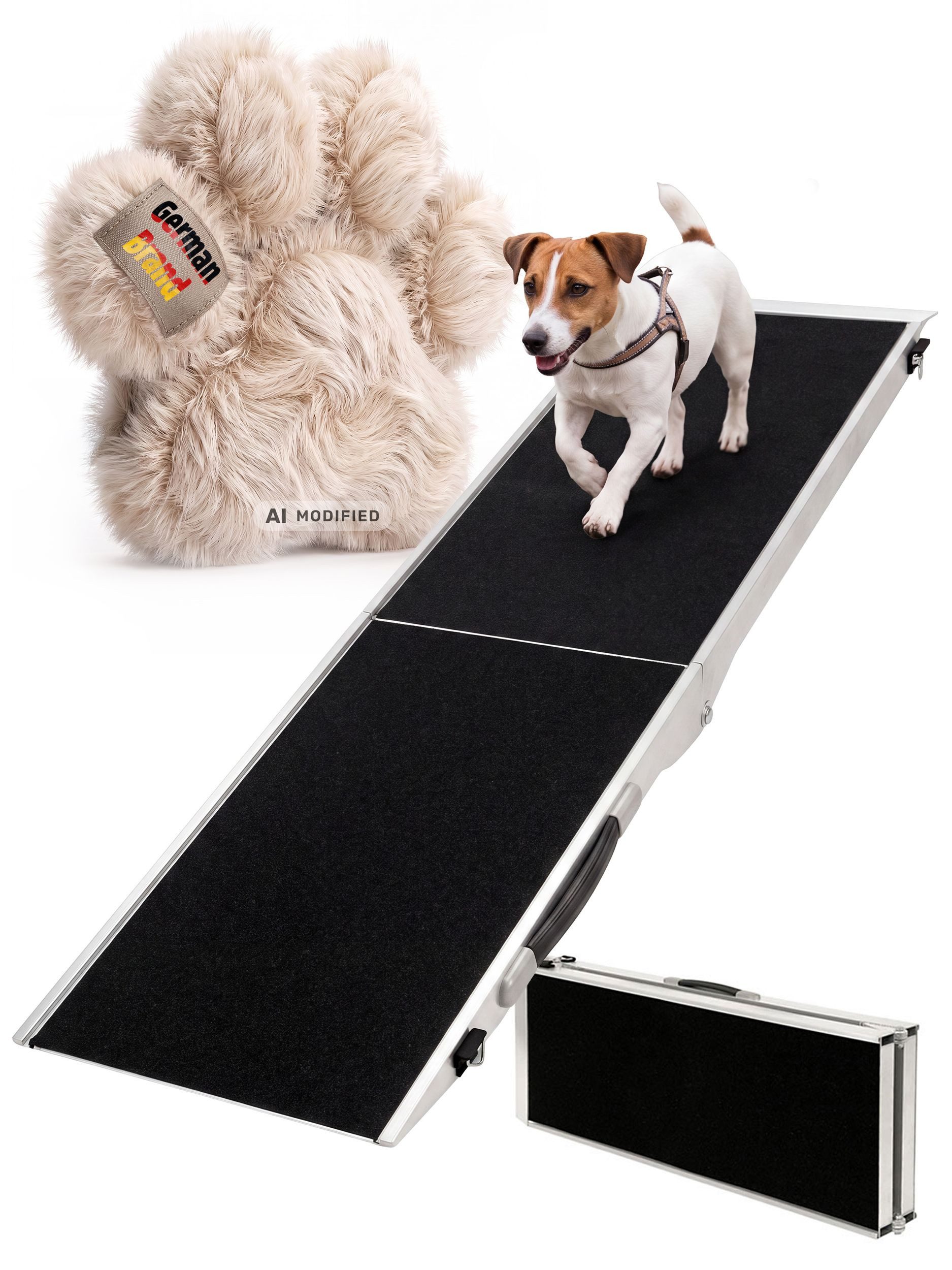 Petigi Hunderampe Einstiegshilfe Hunderampe Alu Hundetreppe Klappbar Rampe 122 - 244 cm