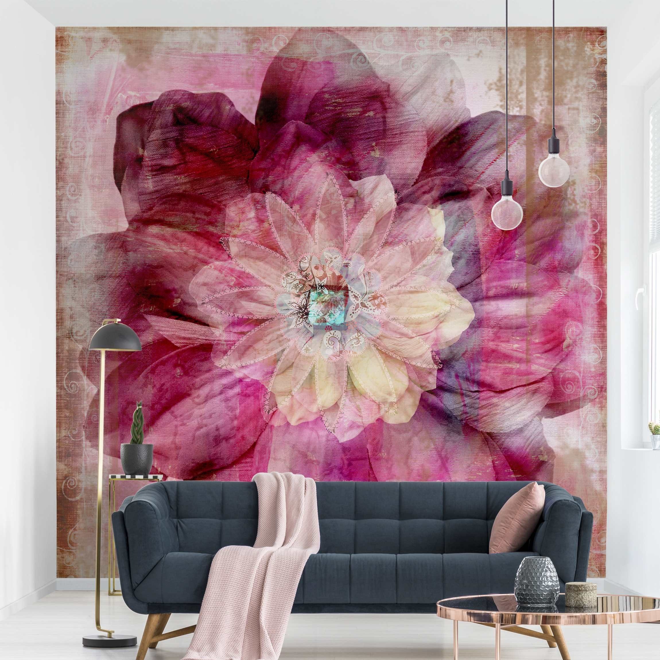 Bilderdepot24 Vliestapete Vintage Blumen Ranken Kunst günstig online kaufen