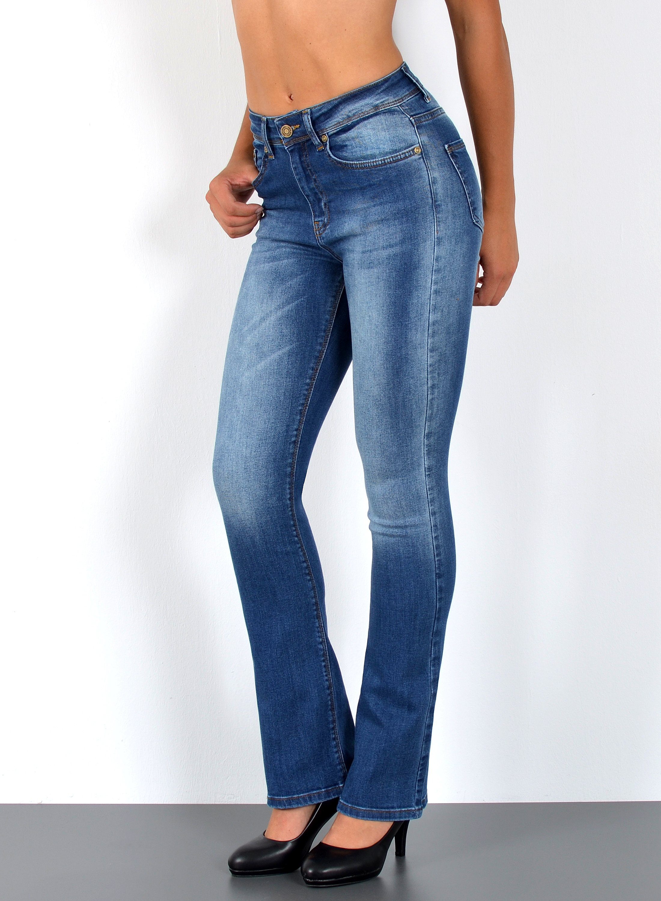 ESRA Bootcut-Jeans Damen Bootcut Jeans High Waist Schlaghose weite Jeans bi günstig online kaufen