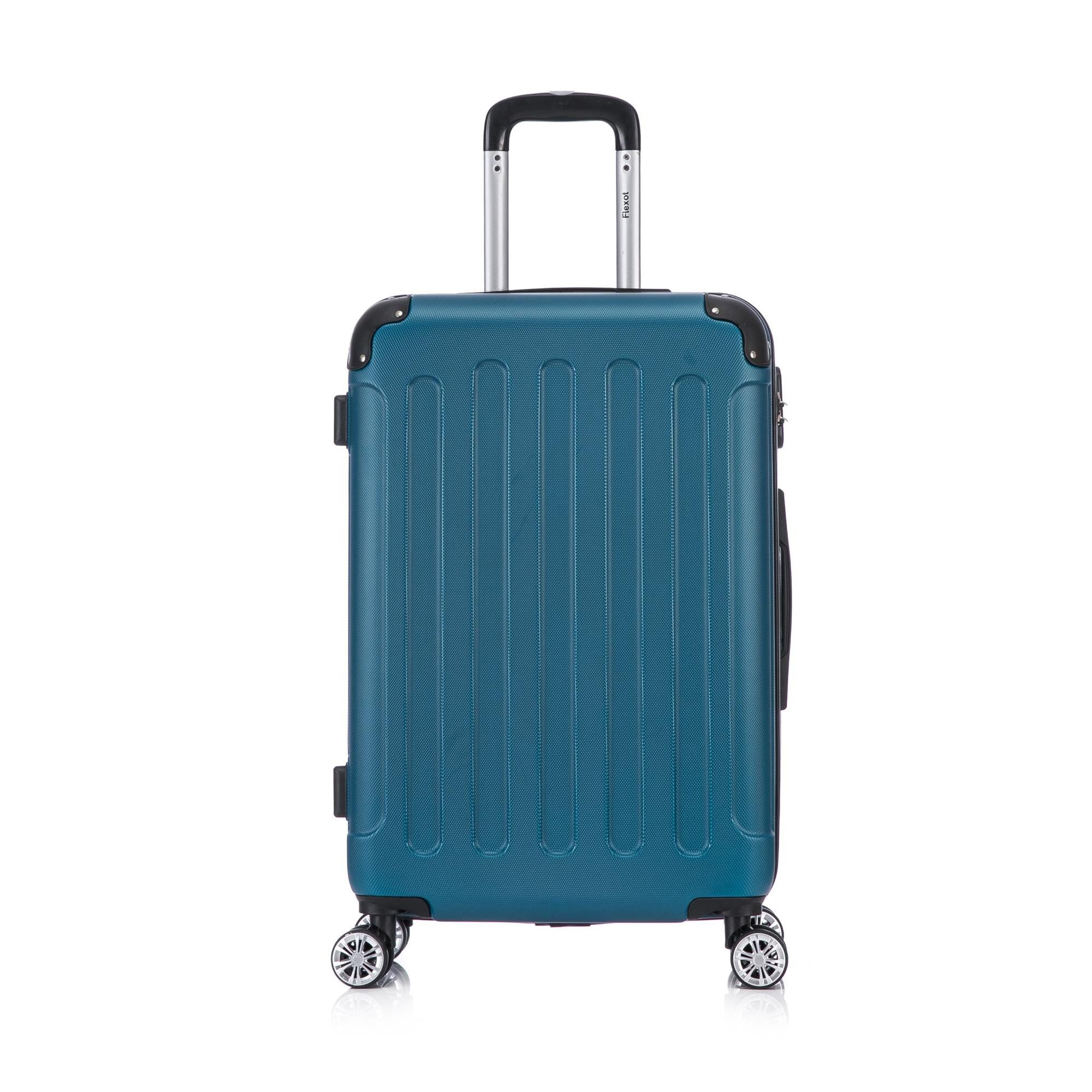 Flexot Hartschalen-Trolley F-2045 Kofferset, 360° Rollen, robuster Reisekoffer, Bordcase, 4 Rollen, Robuster und moderner Koffer mit vier 360° Rollen und Zahlenschloss