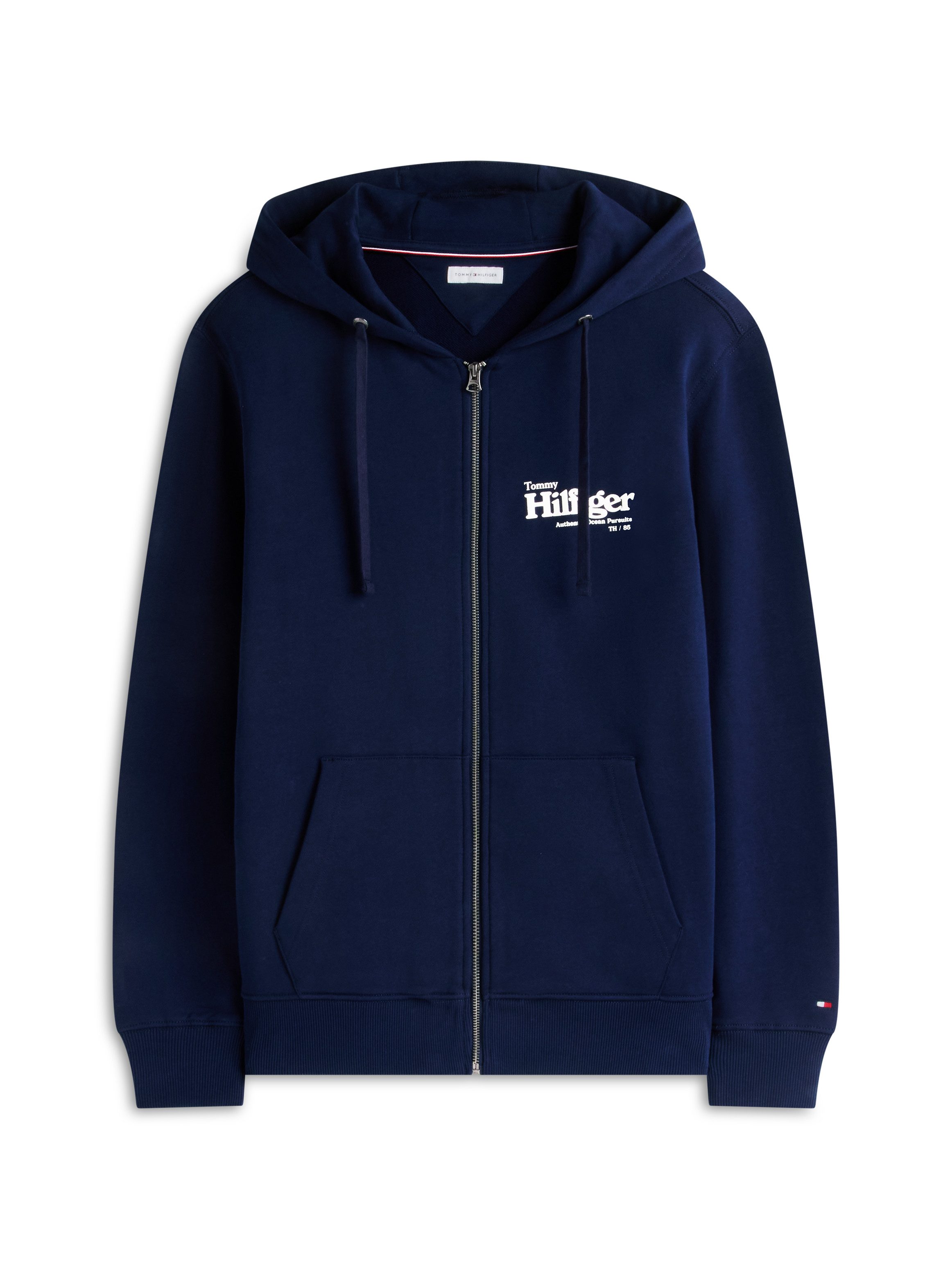 Tommy Hilfiger Kapuzensweatjacke SMALL NAUTICAL GRAPHIC HDD aus Baumwolle, mit Label-Details – Bild 5 von 5
