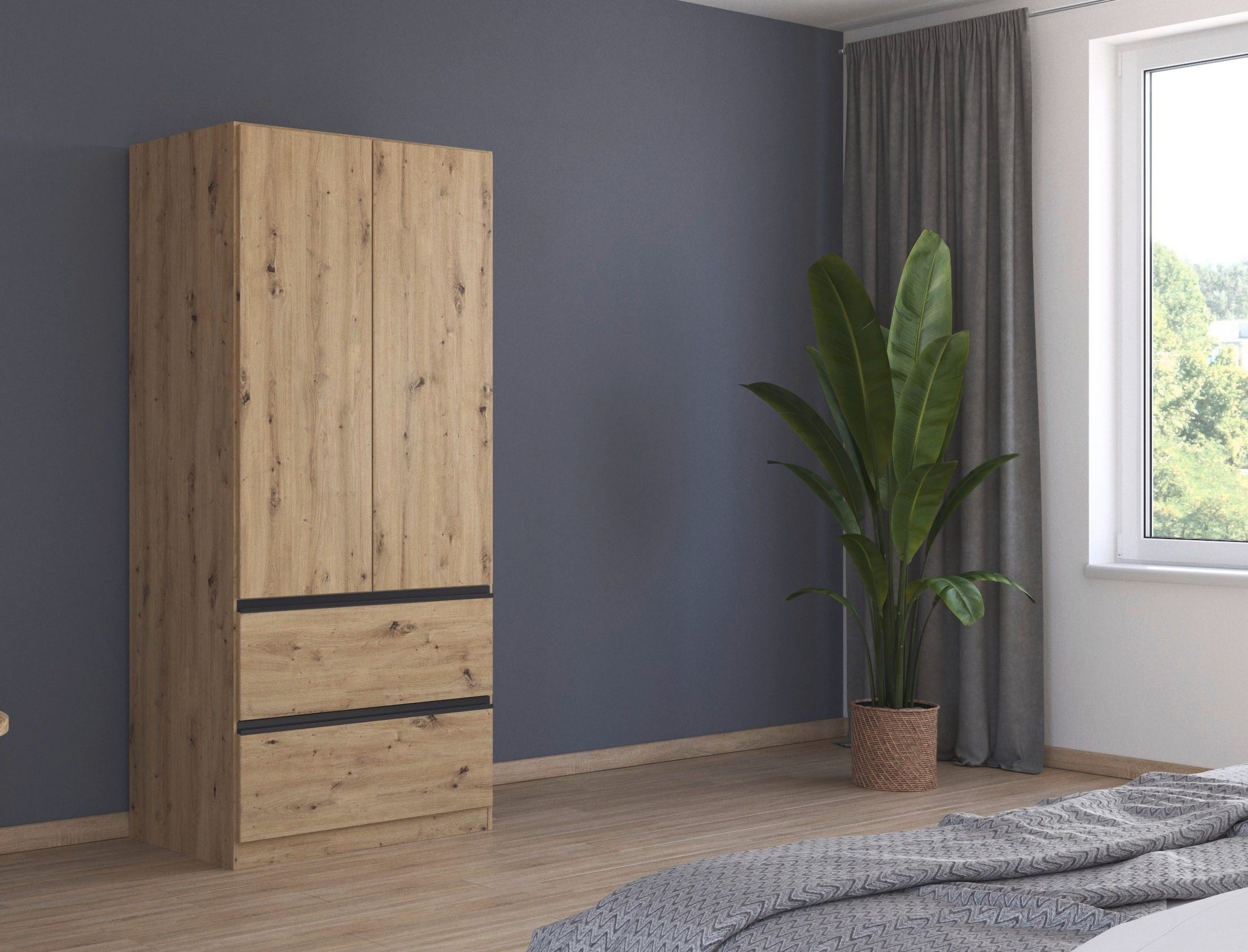 rauch Drehtürenschrank Kleiderschrank Schrank Garderobe COSTA in den Breiten 91/136/181 cm (in 3 Ausstattungen BASIC/CLASSIC/PREMIUM) viel Platz, grifflose Front und Push-to-Open Funktion MADE IN GERMANY