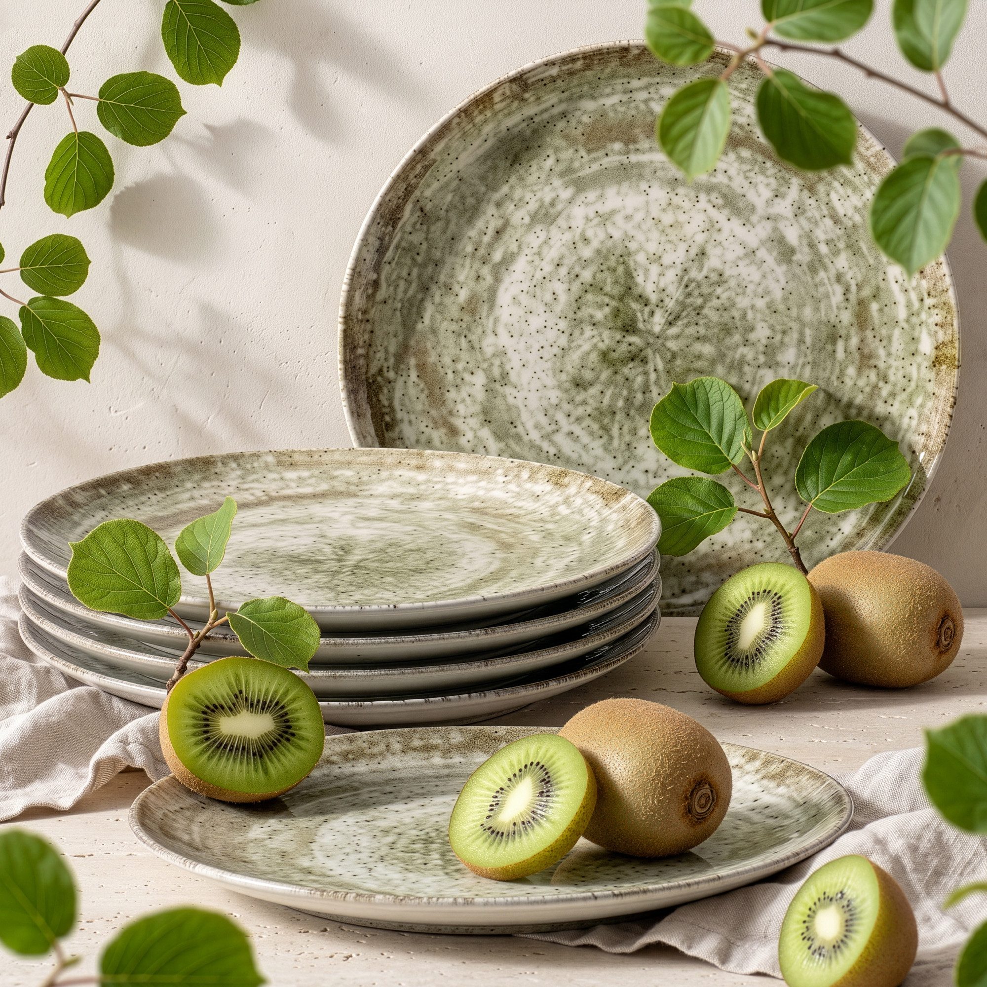 KONSIMO® Teller-Set ERATO Geschirr-Set, hergestellt in der EU, (6-tlg), 6 Personen, Porzellan, spülmaschinengeeignet, mikrowellengeeignet, 6x Dessertteller