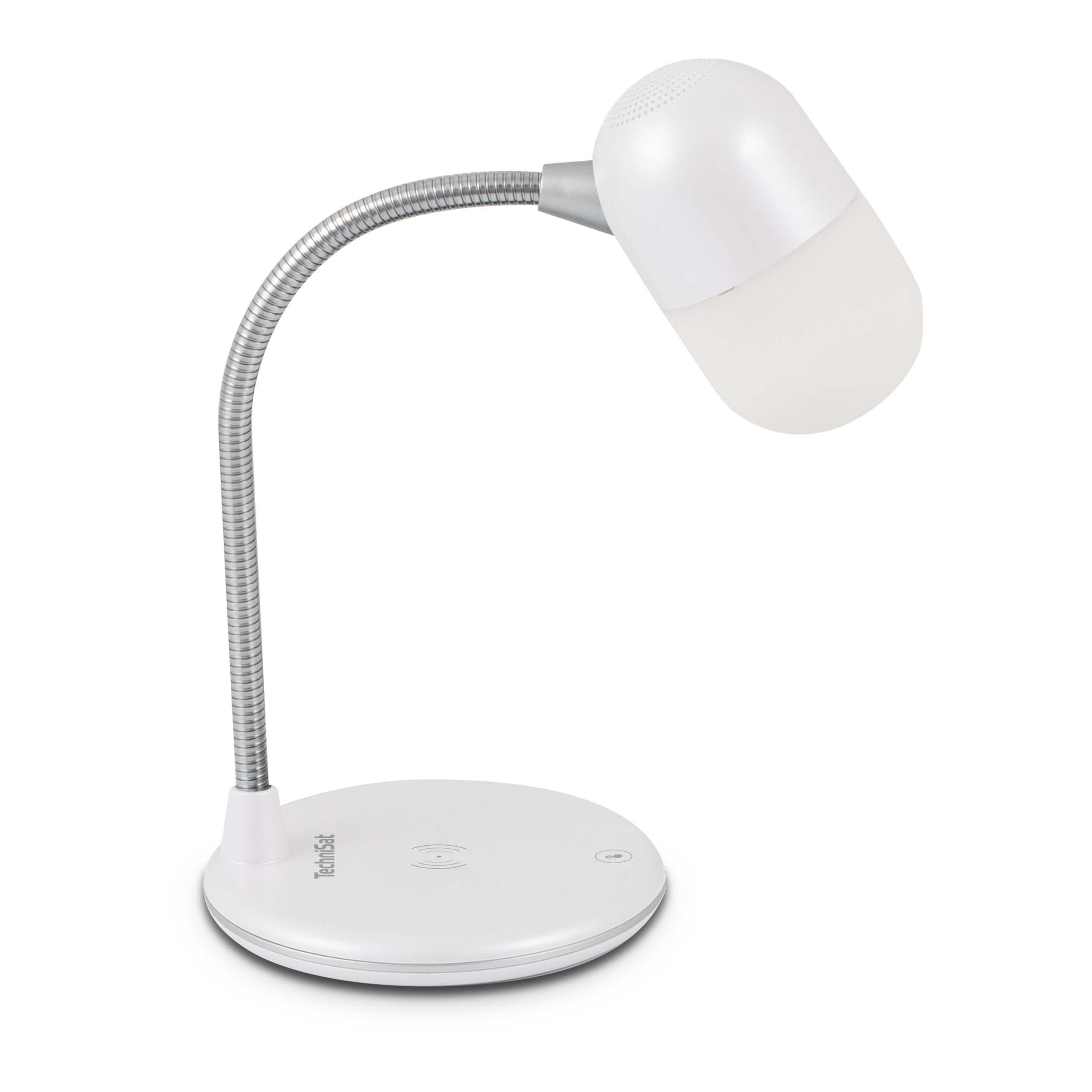TechniSat Tischleuchte VIOLA - Tischlampe, Neutralweiß, Kaltweiß, Warmweiß, Tageslichtweiß, Bluetooth, Wireless Charging, 3 W Lautsprecher, 3 Lichtfarben, dimmbar