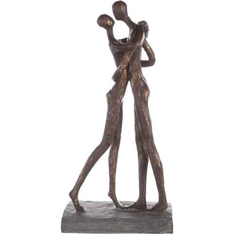 Casablanca by Gilde Dekofigur Skulptur Cuddle, bronzefarben/grau (1 St), Dekoobjekt, Höhe 32 cm, Pärchen, mit Spruchanhänger, Wohnzimmer