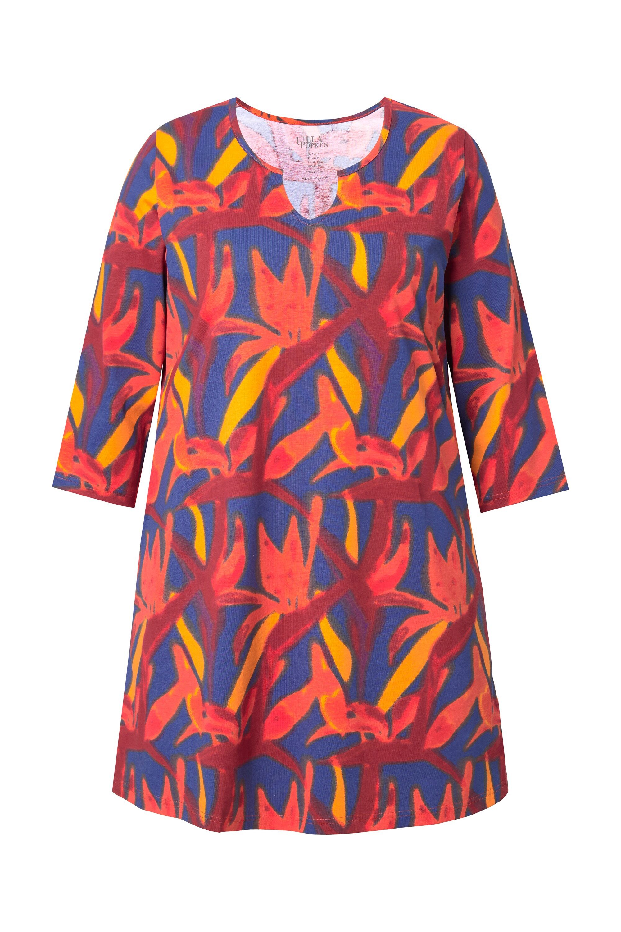 Ulla Popken Longshirt Longshirt A-Linie Tunika-Ausschnitt 3/4-Arm günstig online kaufen