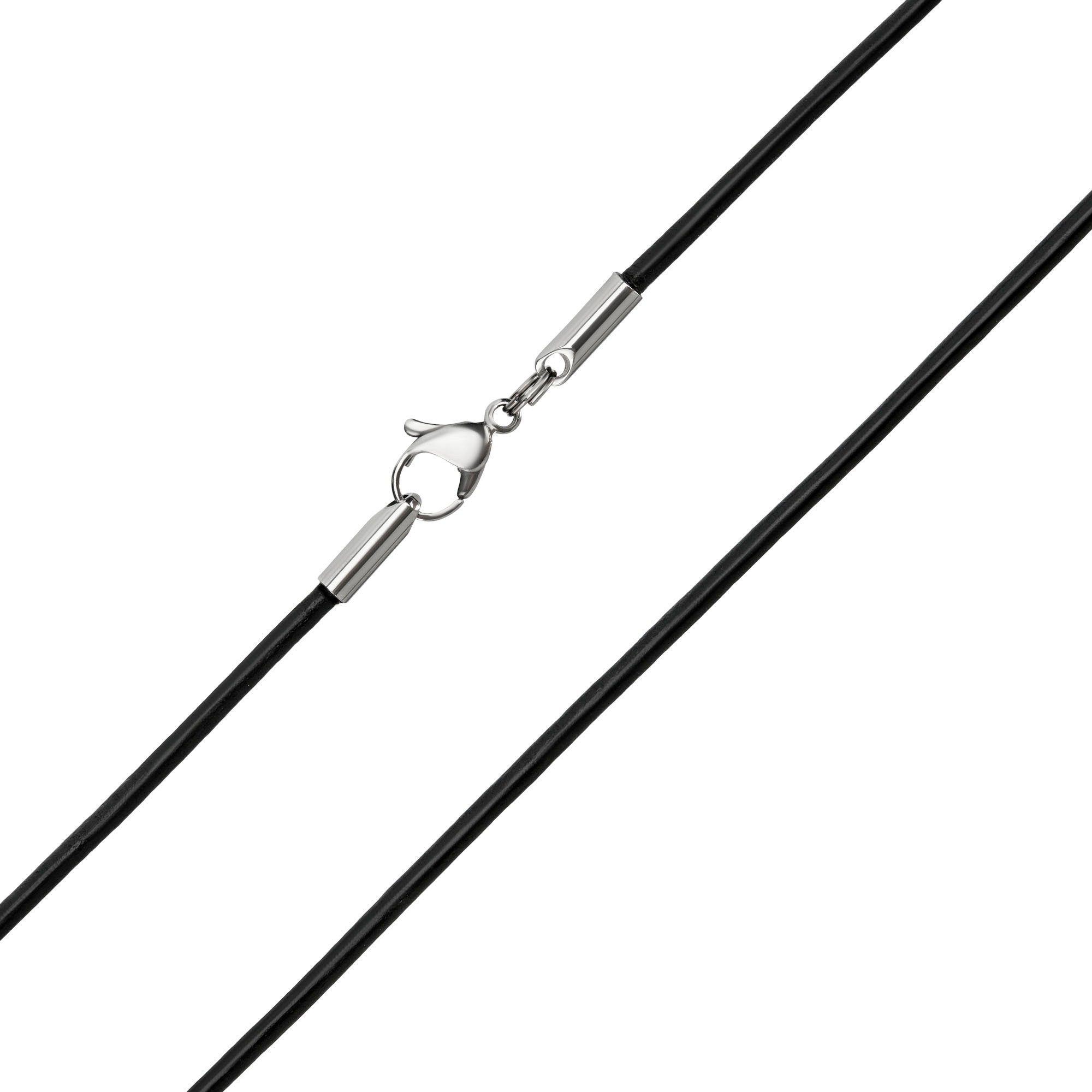 Auroris Lederband Dicke 2mm schwarz Echtleder Kette mit Edelstahl Karabinerverschluss (ohne Verbindungsring), Made in Germany
