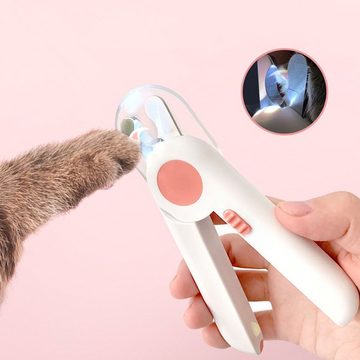 XDeer Nagelknipser Nagelknipser mit Led-Licht für Katzen, 2-in-1 Krallenschere mit, Nagelfeile und Spritzfest Schutzvorrichtung für Katzen