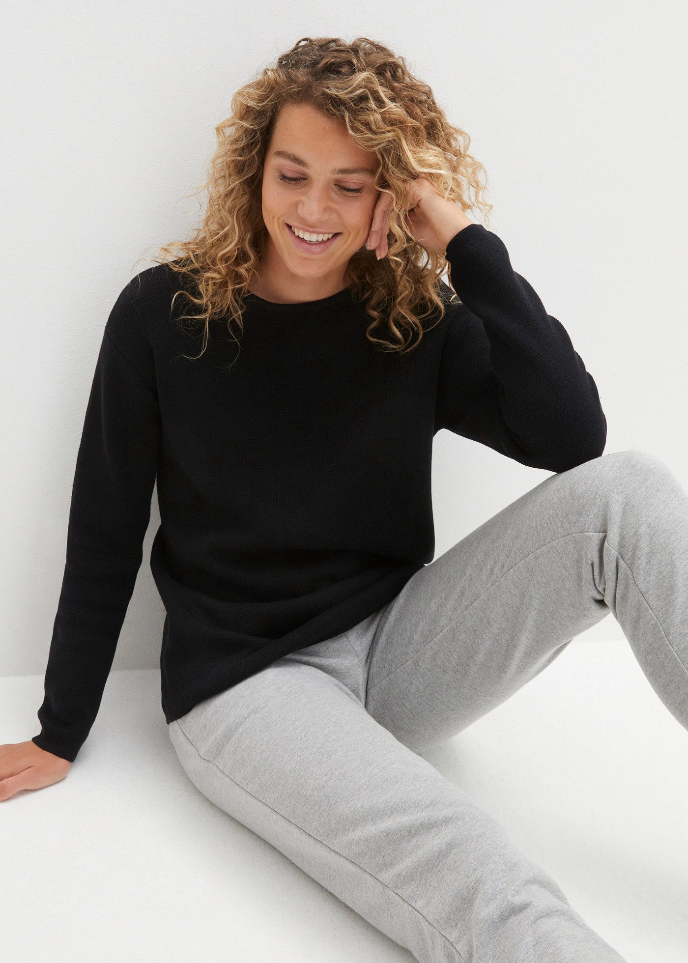 bonprix Strickpullover Milano Rib Pullover mit Rundhals günstig online kaufen