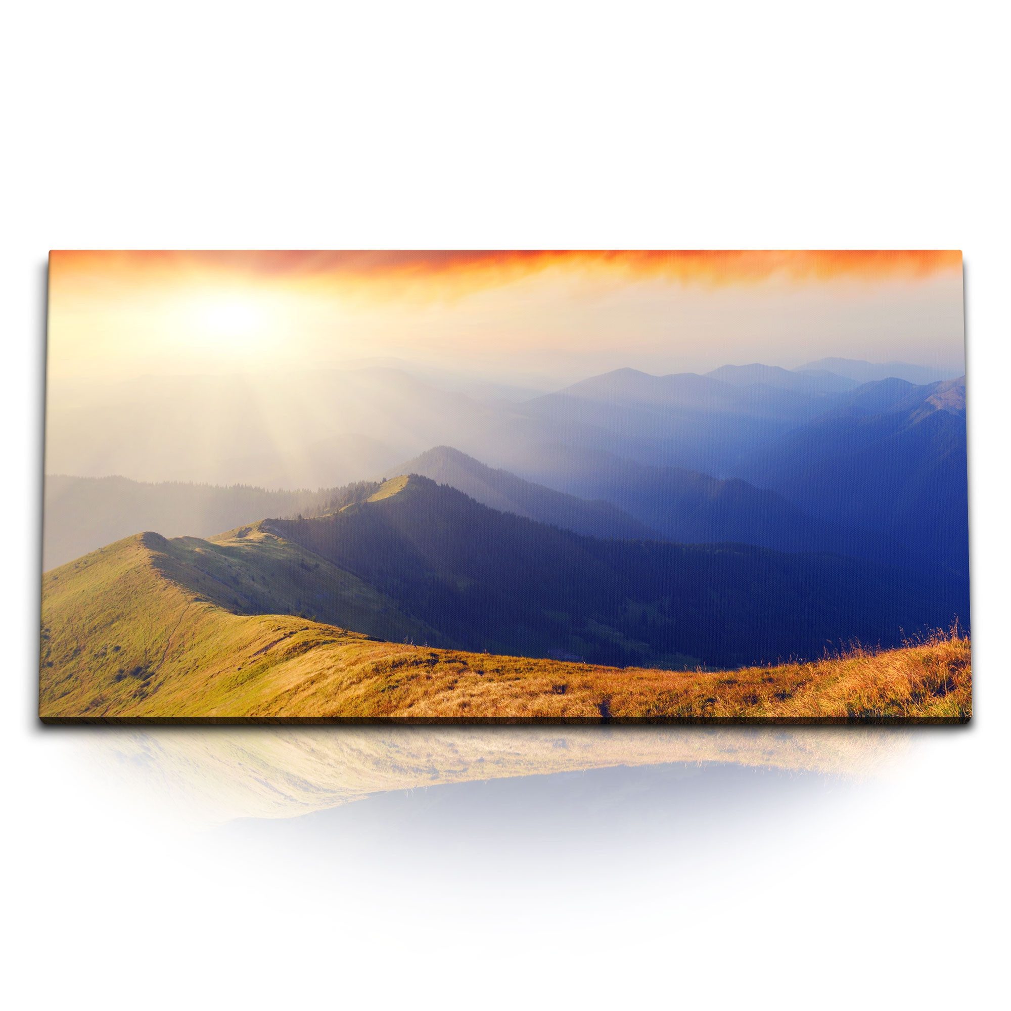 Leinwandbild Kunstdruck Bilder 120x60cm Berge Berglandschaft Sonnenuntergang Natur