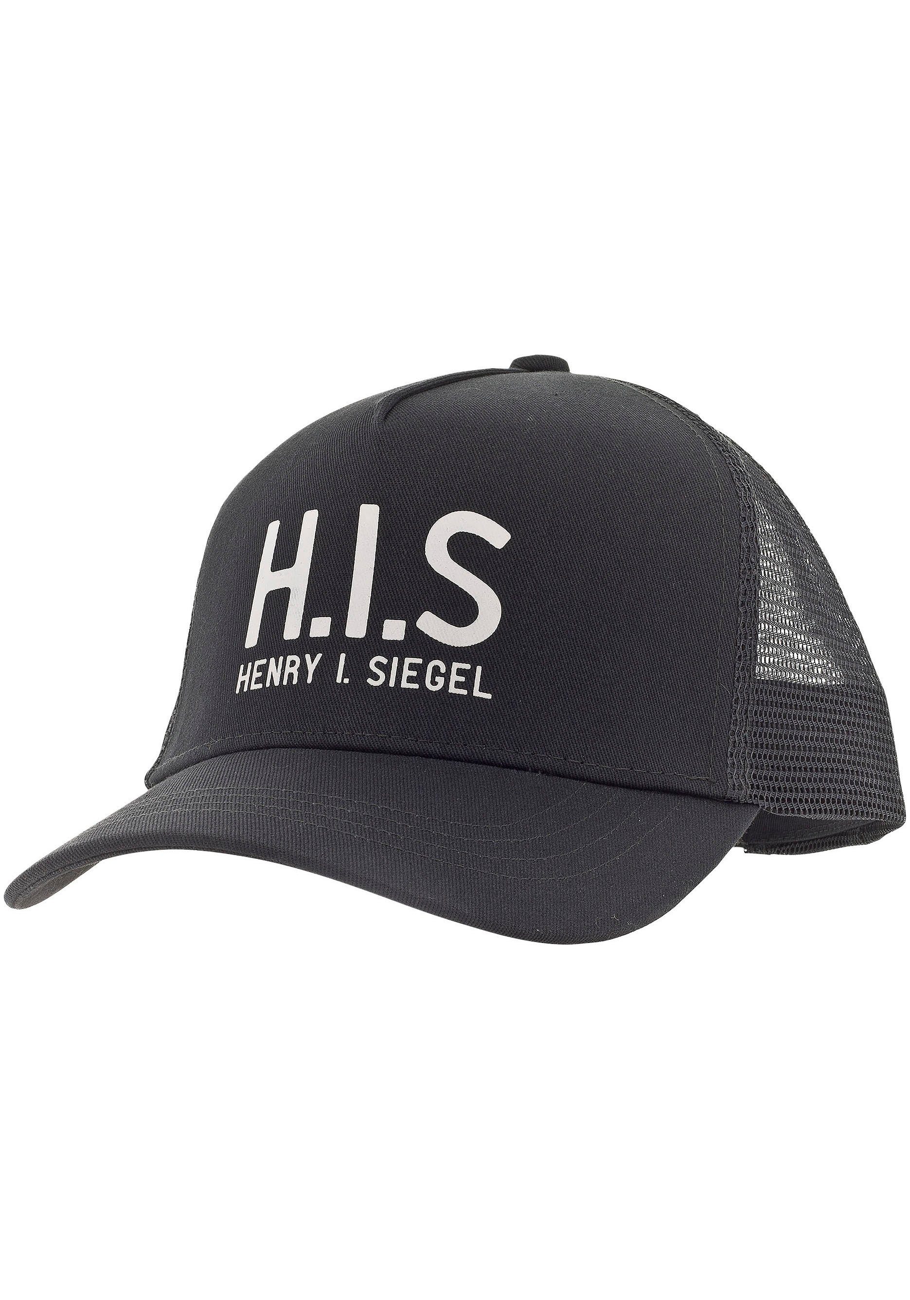 grau Mesh-Cap Cap H.I.S H.I.S.-Print Baseball mit