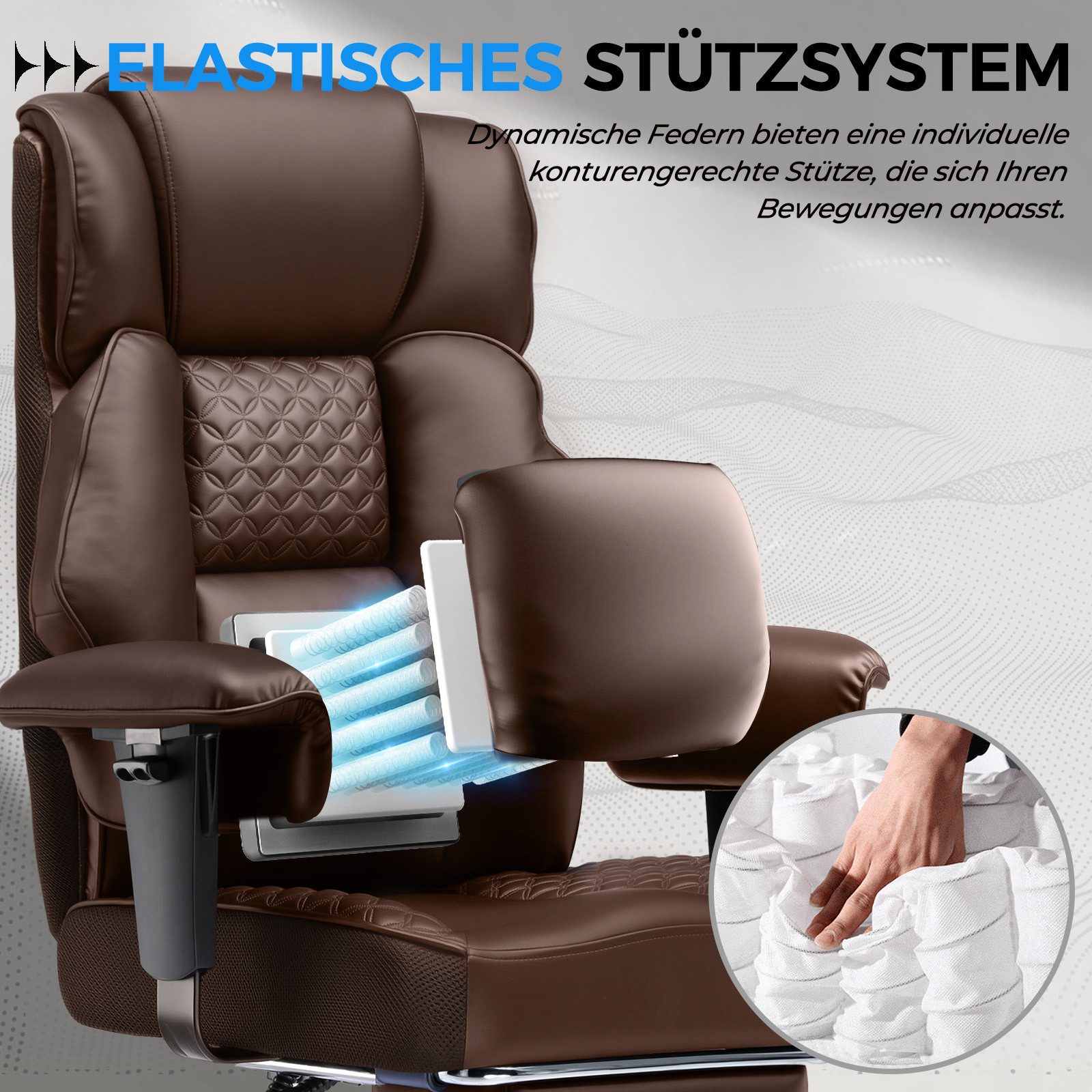 GTPLAYER Gaming-Stuhl für Große und Schwere Personen, ergonomischer Bürostuhl bis 180 kg, 3D Sitzkissen, verstellbar mit Fußstütze für Büro & Gaming