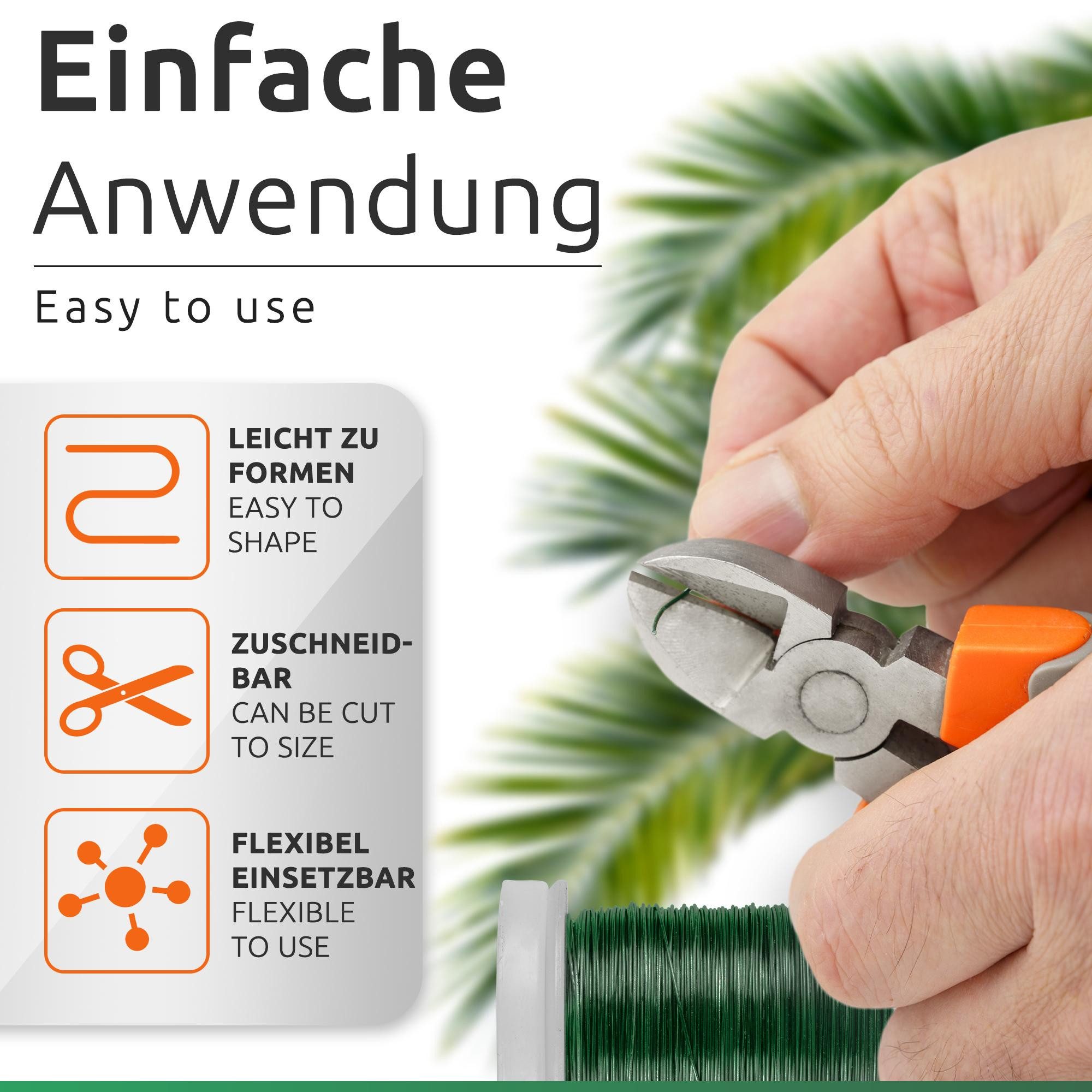 ECENCE Bindedraht 3x Myrtendraht geglüht aus Eisen Blumenbindedraht