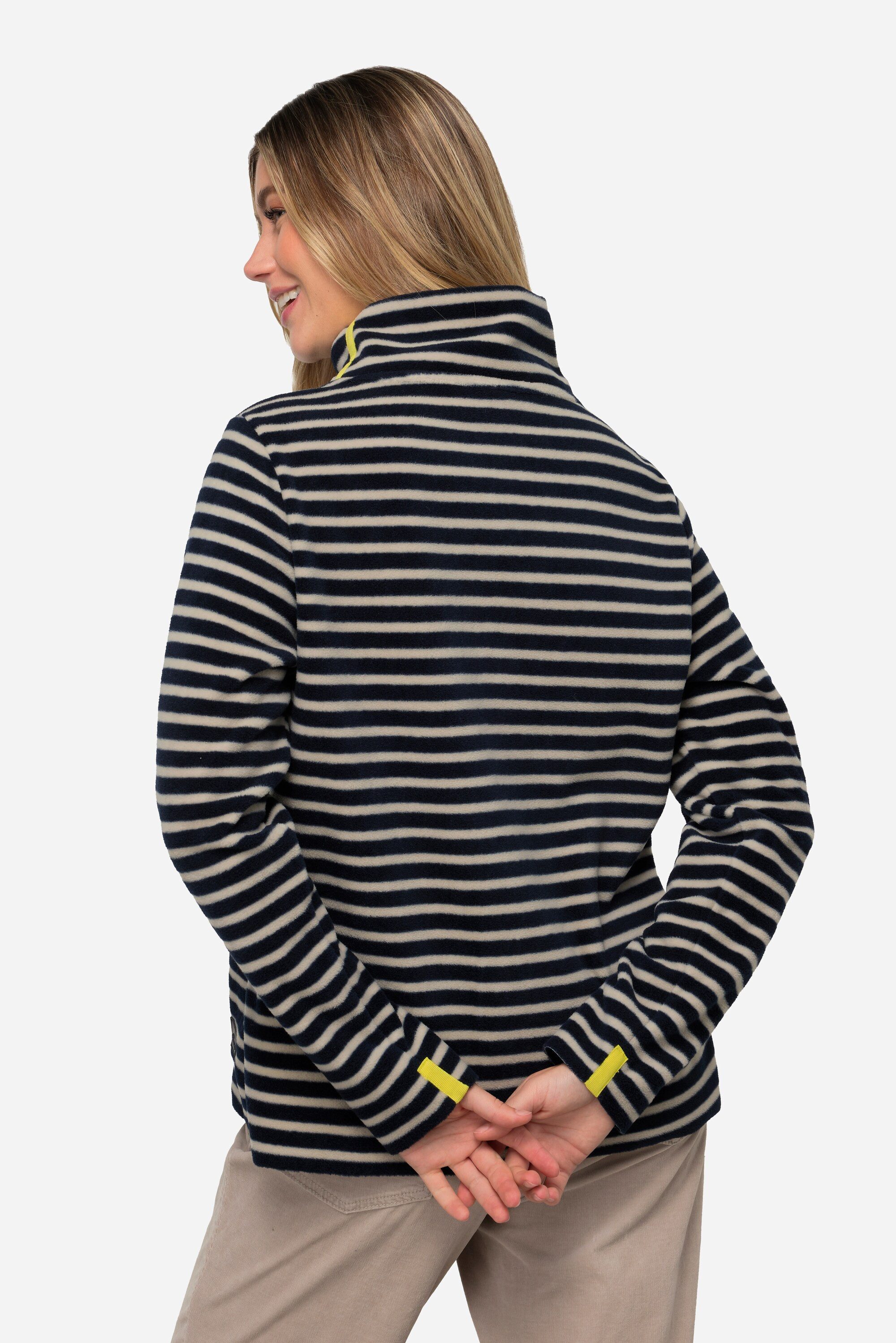 Laurasøn Sweatshirt Pullover geringelter Fleece Stehkragen Langarm