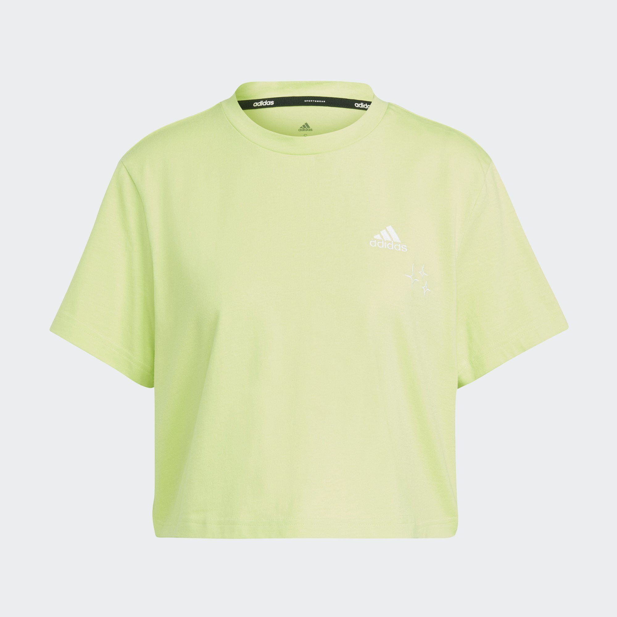 adidas Sportswear SCRIBBLE / T-Shirt CROP-SHIRT EMBROIDERY Pulse Lime Black