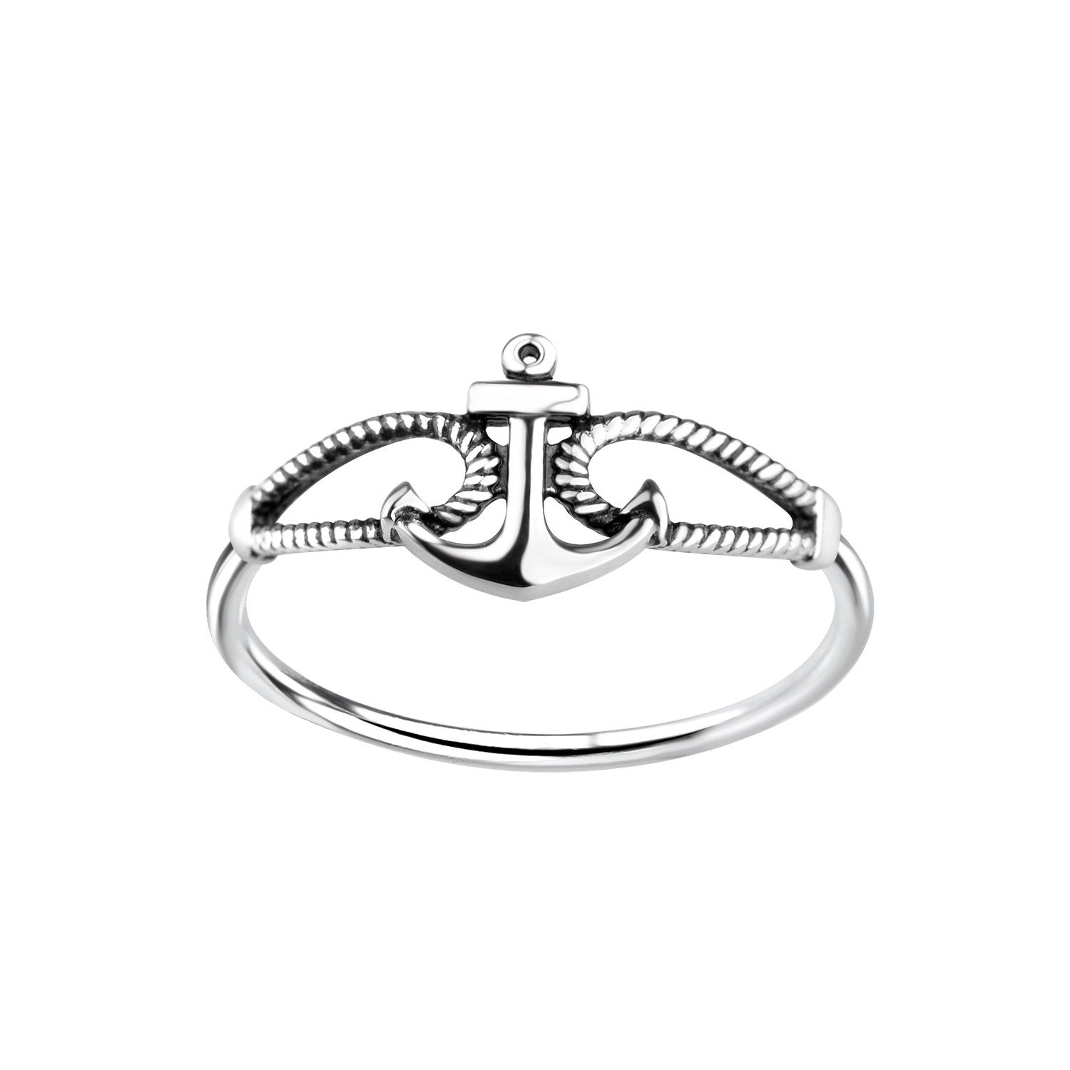 BUNGSA Fingerring Ring Anker aus 925 Silber Damen (Ring, 1-tlg), Frauen Mädchen