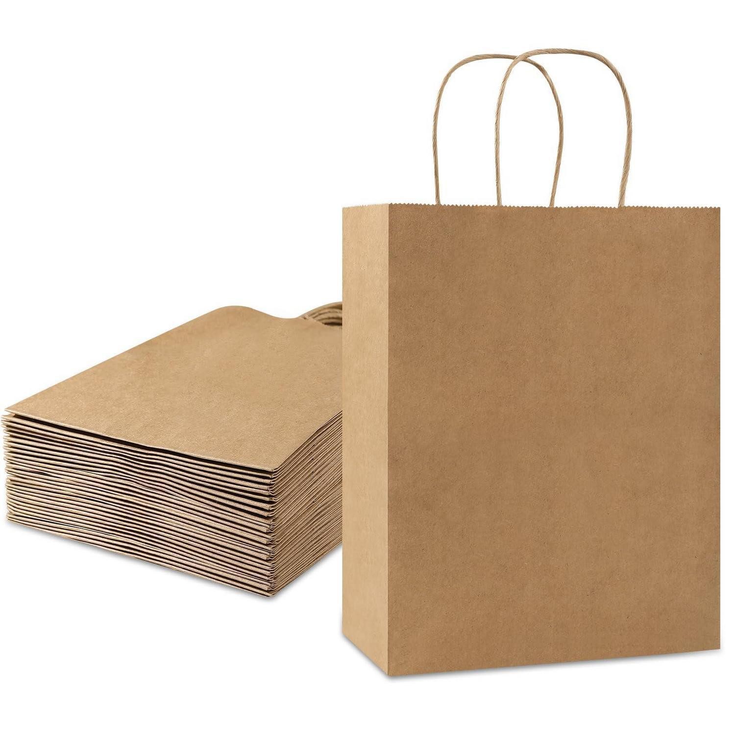 LuxusKollektion Geschenktüten Papiertüten 15x8x21cm Braune Kraft 24Stk, (24St)