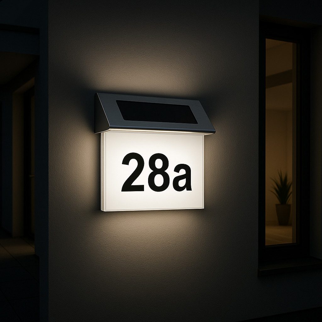 MeLiTec LED Außen-Wandleuchte Solar-Hausnummer mit Nummernset, Solar, LED f günstig online kaufen