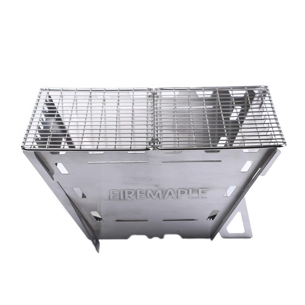 FireMaple Holzkohlegrill Steckbarer Outdoor-Feuergrill aus Edelstahl mit großer Grillfläche, Einzelartikel, steckbar, robust, kompakt