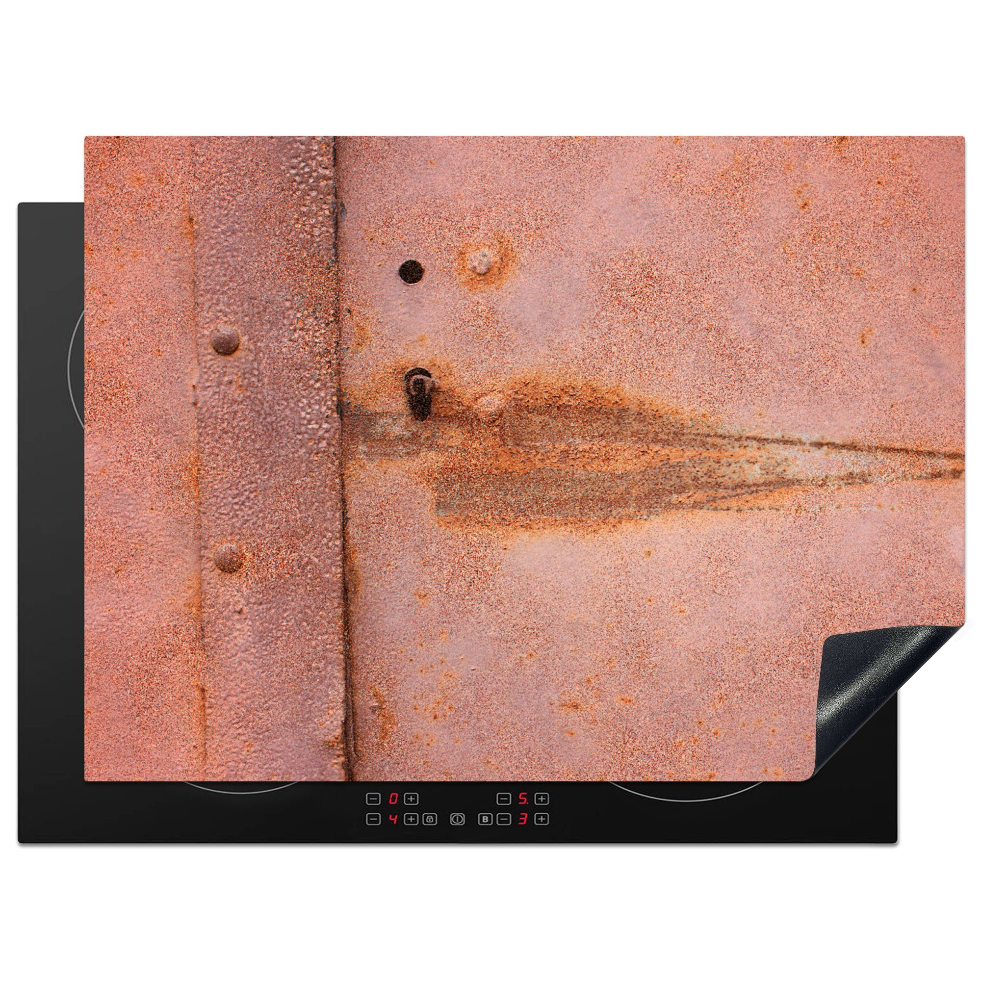 MuchoWow Herdblende-/Abdeckplatte Induktionsschutz - Abdeckplatte - Retro - Eisen - Rost, Vinyl, (1 tlg), 70x52 cm, Mobile Arbeitsfläche nutzbar, Ceranfeldabdeckung