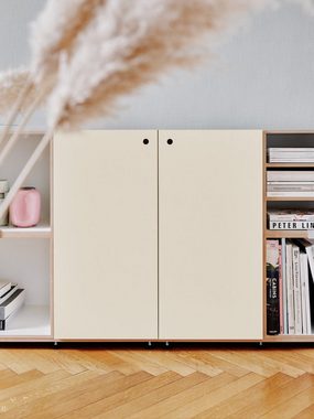 stocubo GmbH Sideboard Modulares Sideboard mit Türen TV weiß und creme aus Holz, Modulares System, Jederzeit erweiterbar