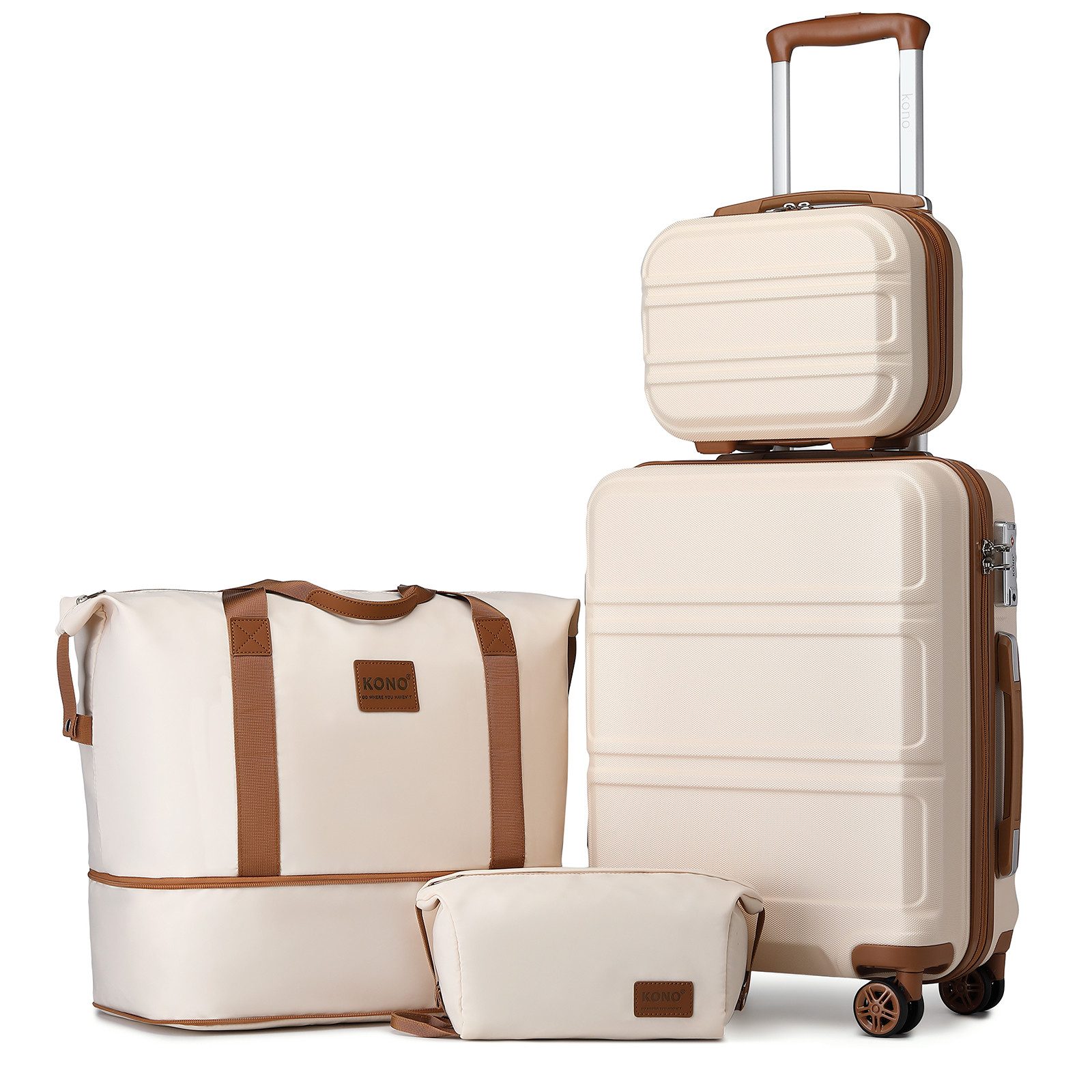 KONO Trolleyset Kombi-Set: Hartschalen-Koffer + Handgepäcktasche, (4 tlg) günstig online kaufen