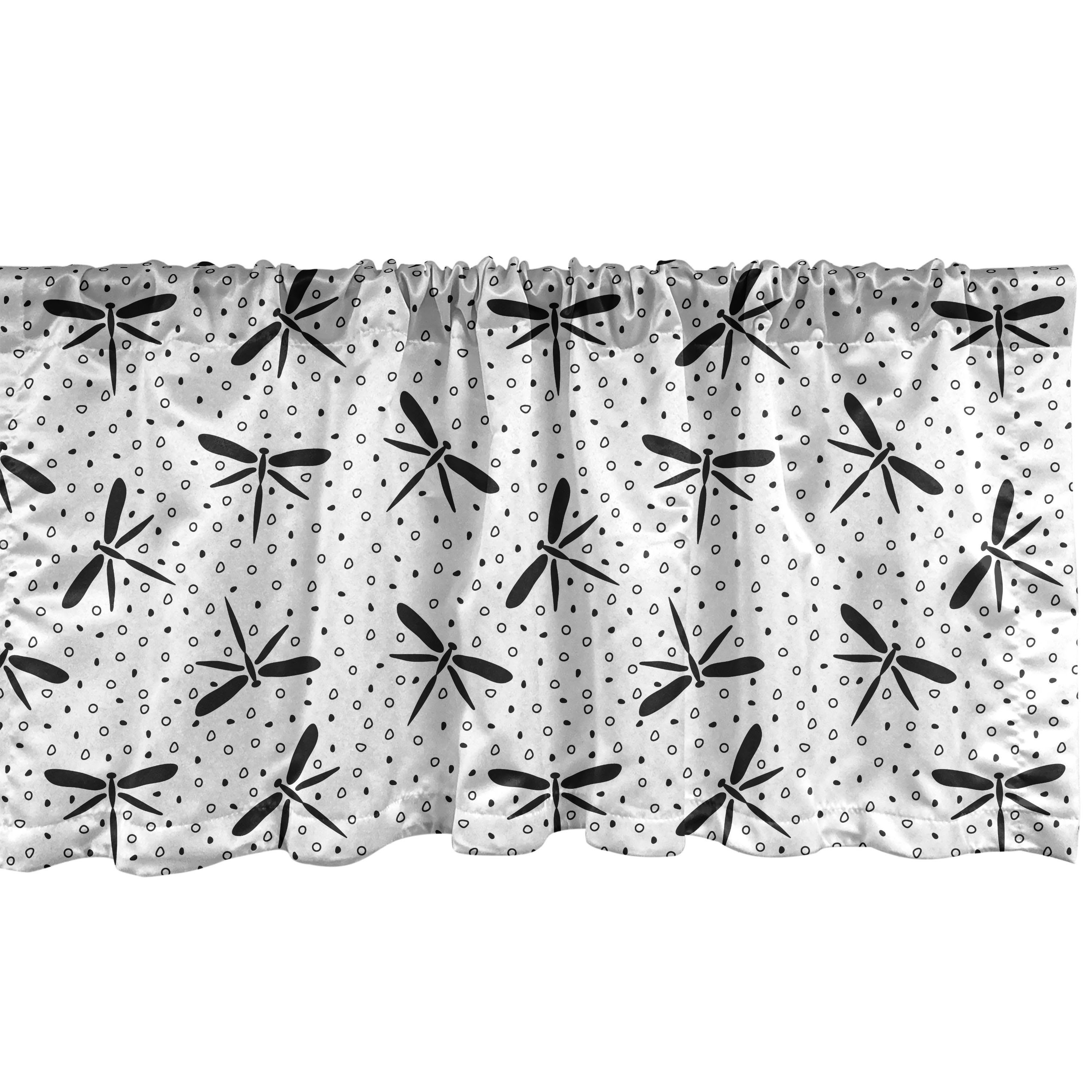Scheibengardine für Punkte Vorhang Küche Dekor Insekten Libellen und mit Fliegende Microfaser, Stangentasche, Abakuhaus, Schlafzimmer Volant