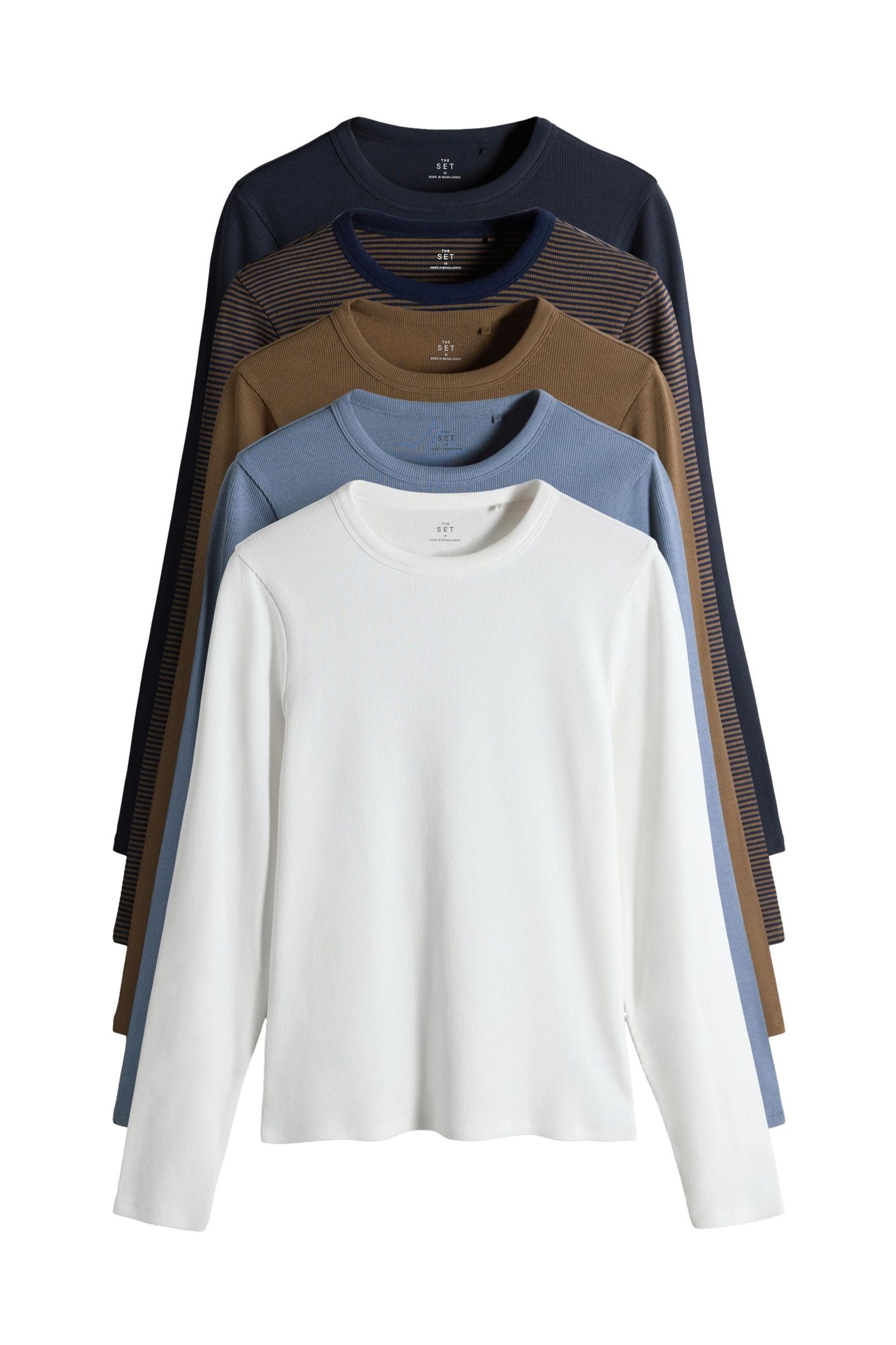 The Set Langarmshirt The Set Rundhals-Langarmshirts, 5er-Pack (5-tlg) günstig online kaufen