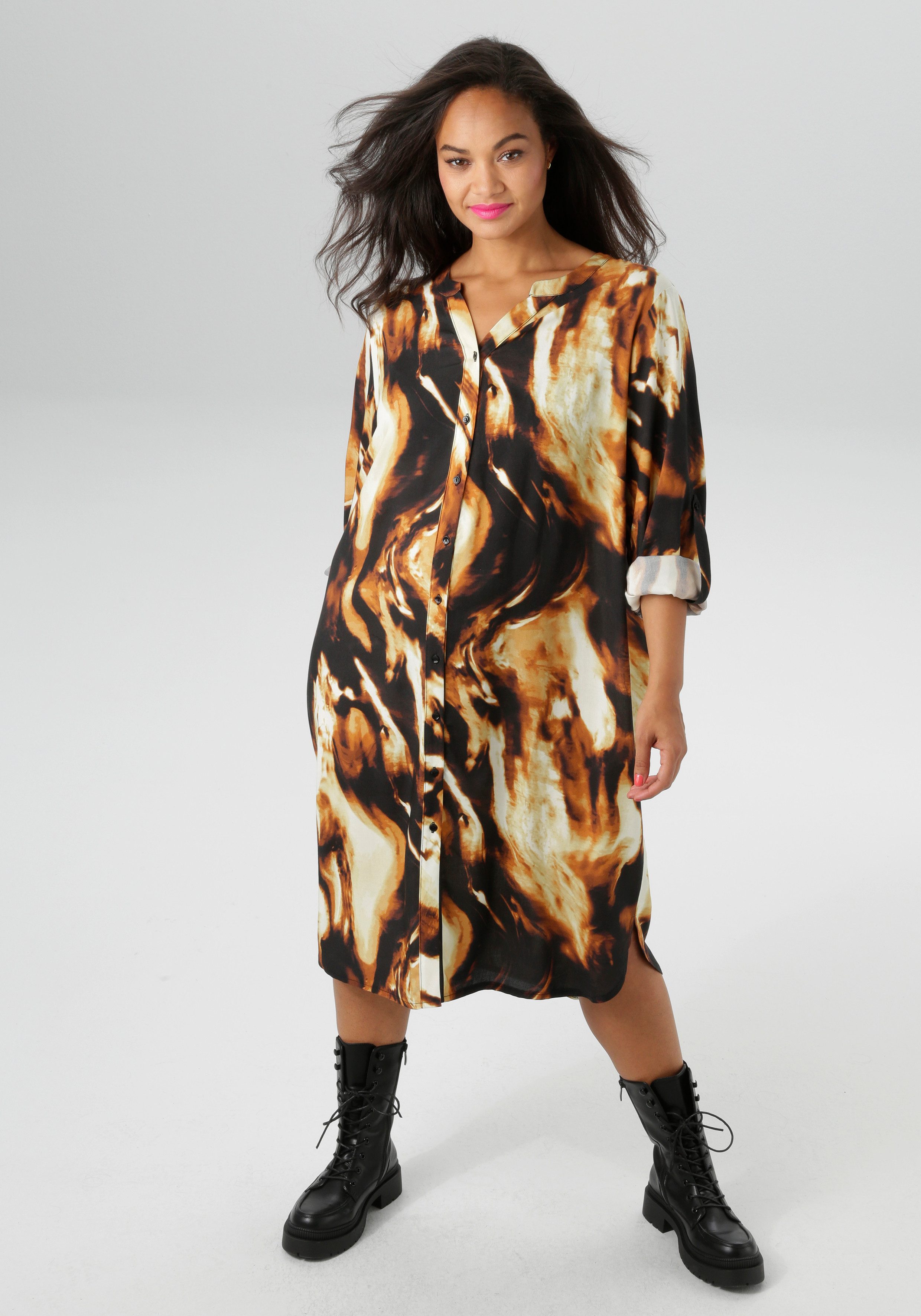 Aniston PLUS Blusenkleid in farbenfroher, großflächiger Druck günstig online kaufen