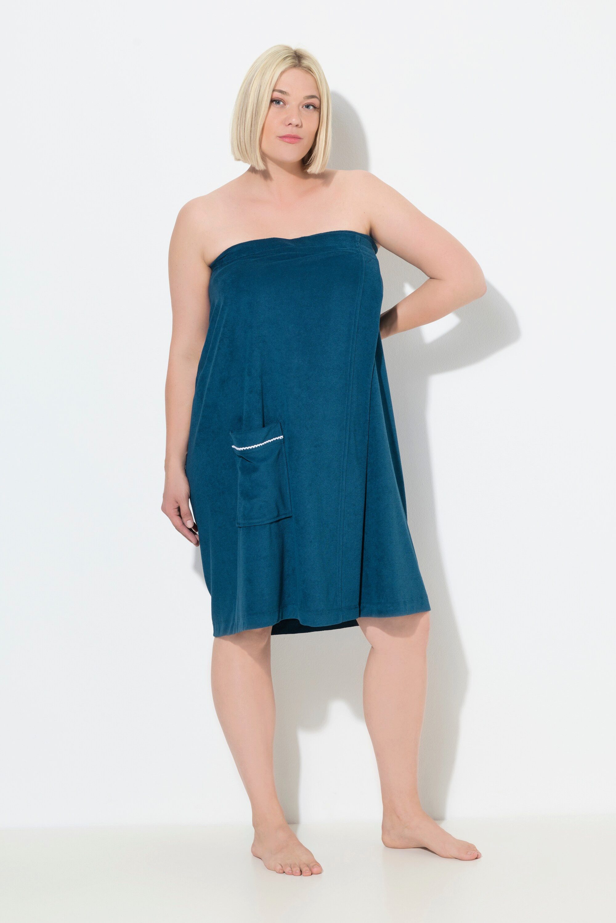 Ulla Popken Bademantel Frottee-Kilt Klettverschluss Rücken-Bündchen, günstig online kaufen