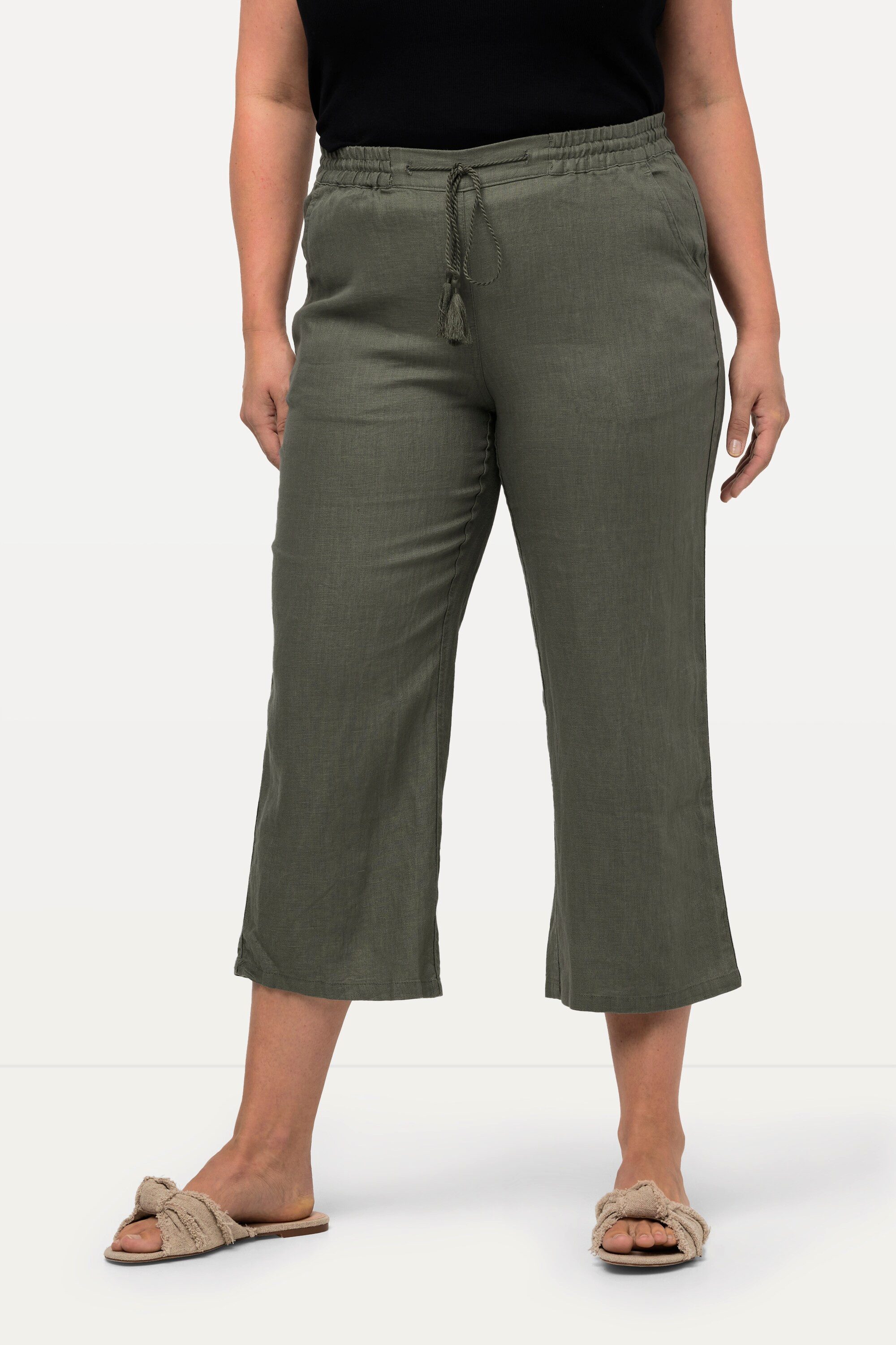 Ulla Popken Funktionshose 7/8-Leinenhose elastischer Bund günstig online kaufen