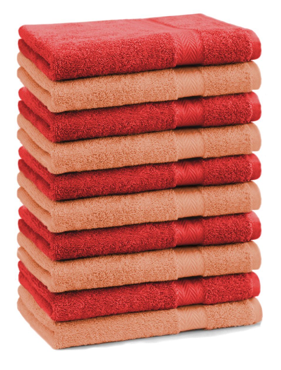 Betz Seiftuch 10 Stück Seiftücher Premium 100% Baumwolle Seiflappen Set 30x30 cm Farbe orange und rot