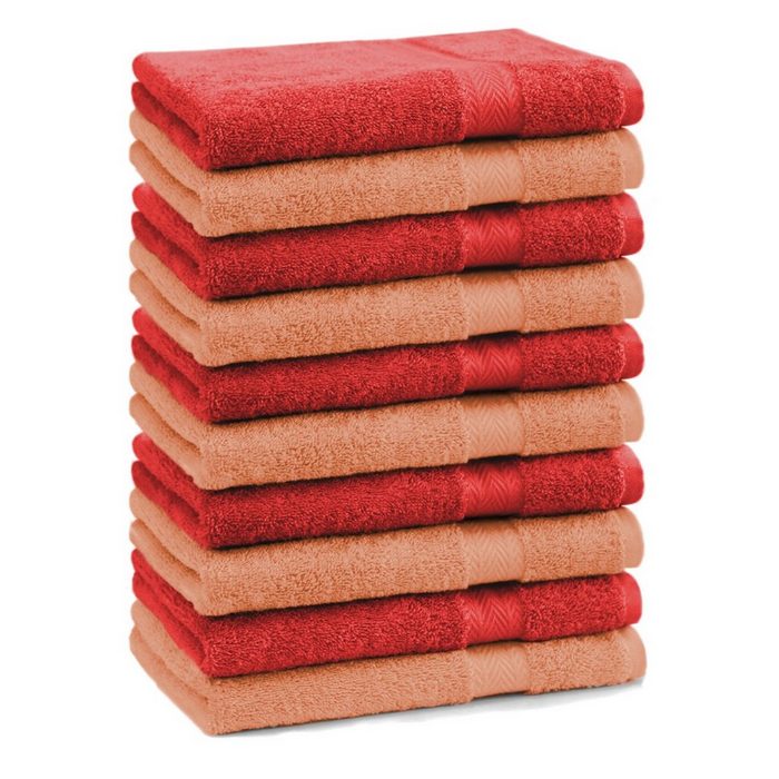 Betz Seiftuch 10 Stück Seiftücher Premium 100% Baumwolle Seiflappen Set 30x30 cm Farbe orange und rot