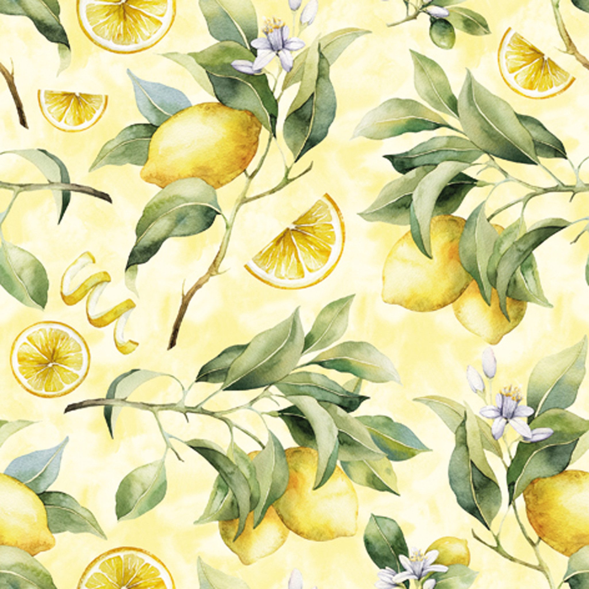 ti-flair Papierserviette, Servietten Papier 33x33cm 3-lagig Zitrone Motiv 20 Stück Gelb / Grün