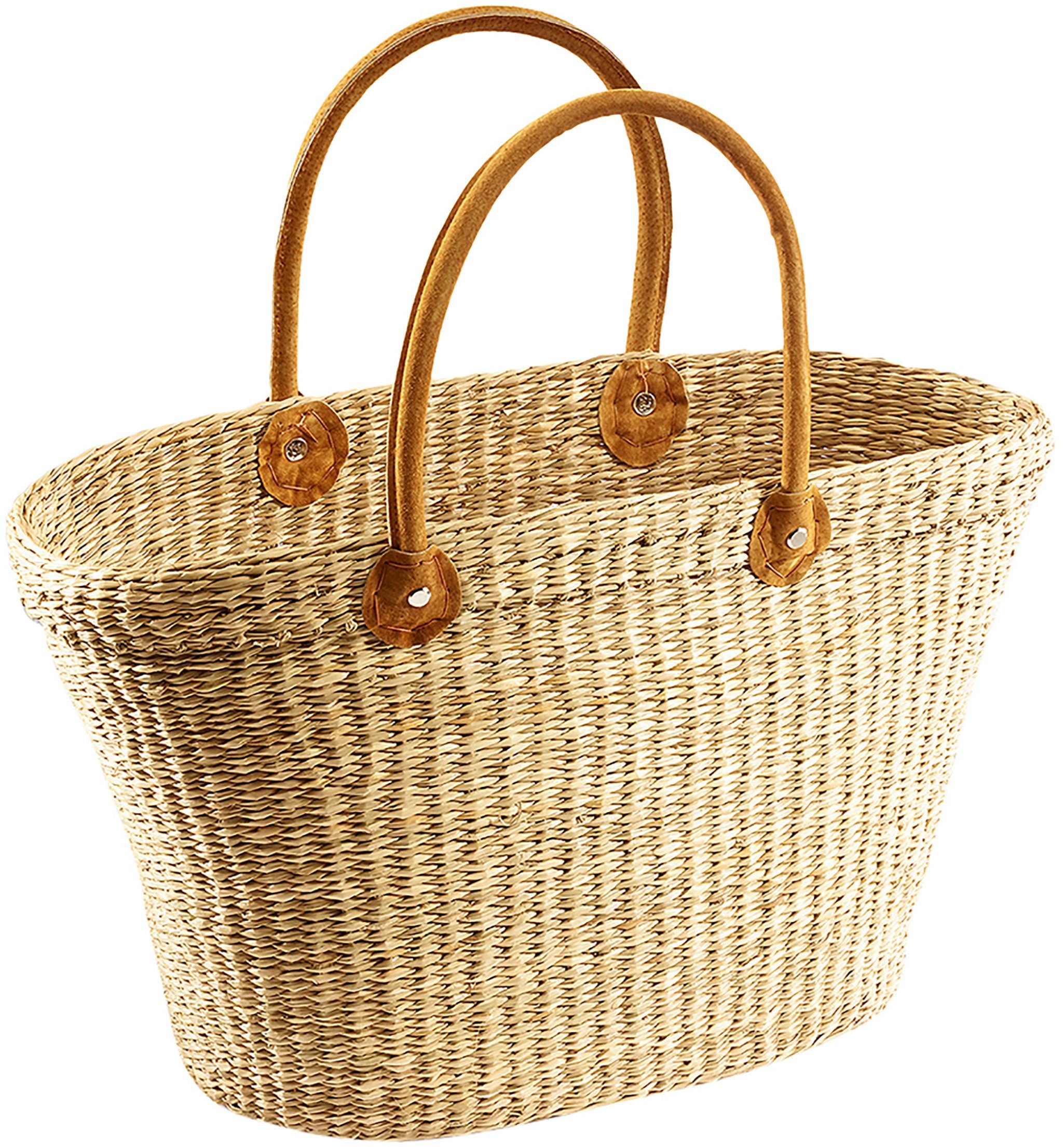 Kobolo Shopper Seegrastasche natur Ledergriffe günstig online kaufen