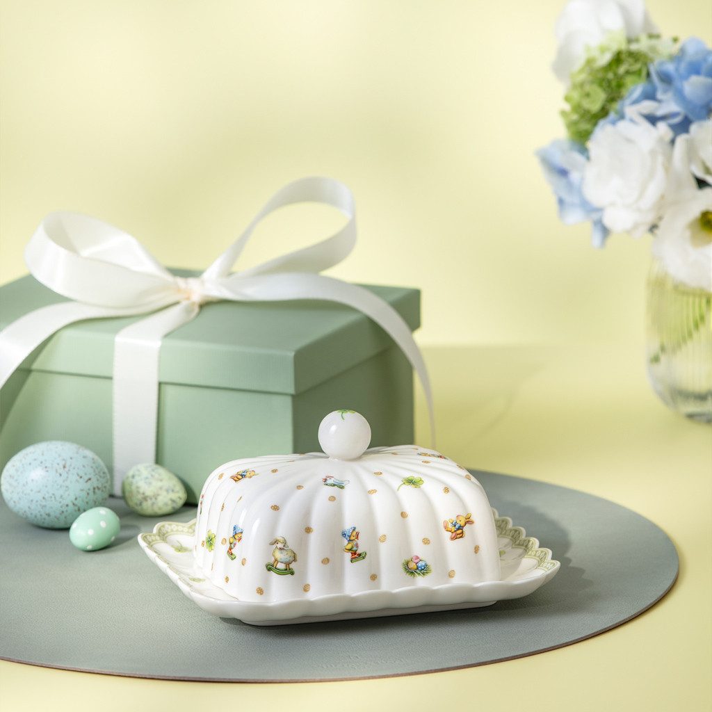 Villeroy & Boch Butterdose Easter Delight Butterdose, Porzellan, (1-tlg), Premium Porcelain, 1 Stck, Handw., mikrow.sicher