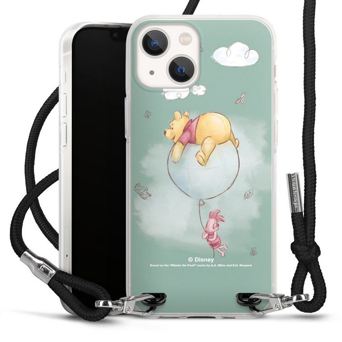 DeinDesign Handyhülle Winnie Puuh Disney Bär Uncheered by a Balloon Apple iPhone 13 Mini Handykette Hülle mit Band Case zum Umhängen